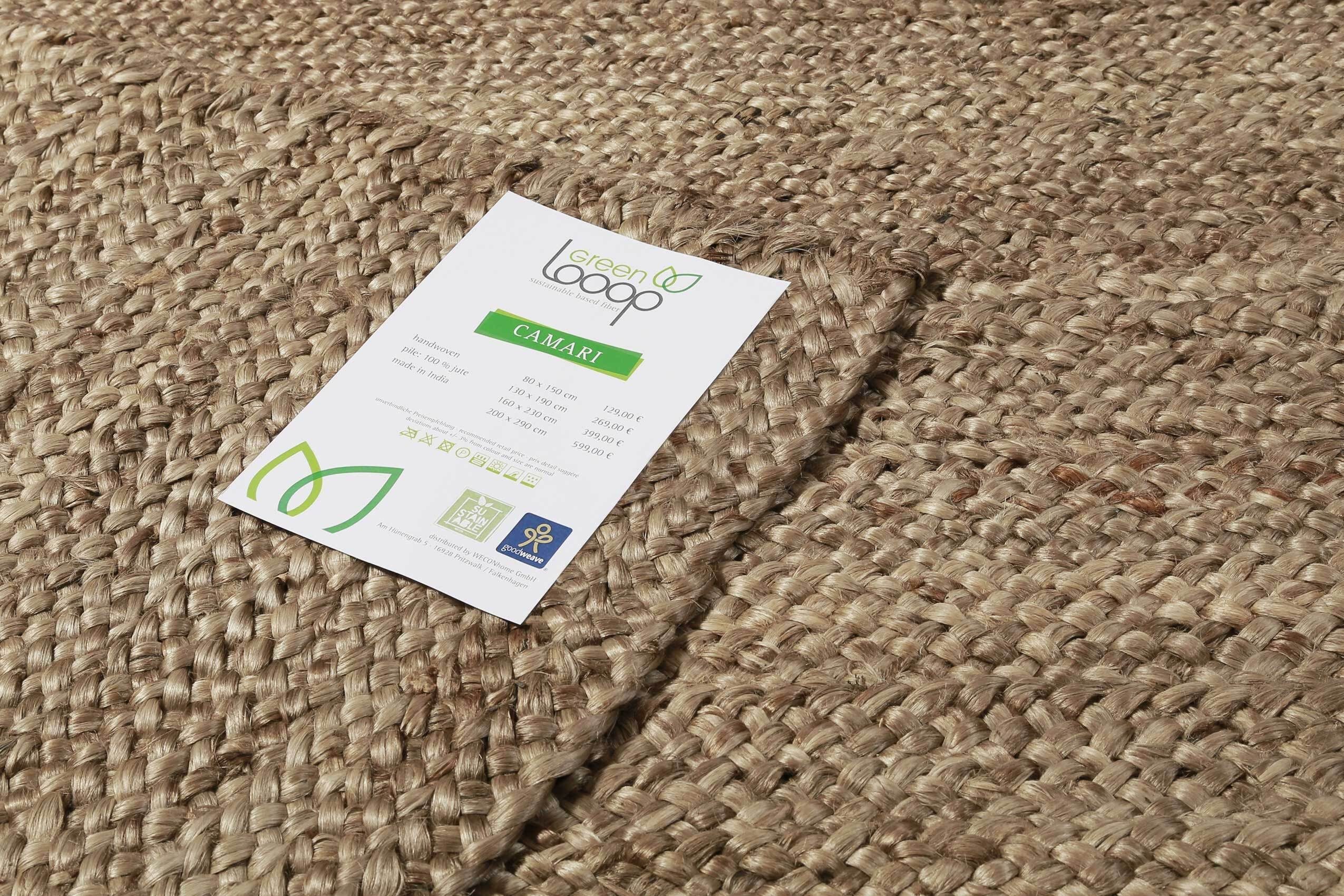Wohn- Looop, Camari, Teppich 6 Schlafzimmer mm, Jute Höhe: für Green Teppich, nachhaltiger ideal handgewebter,