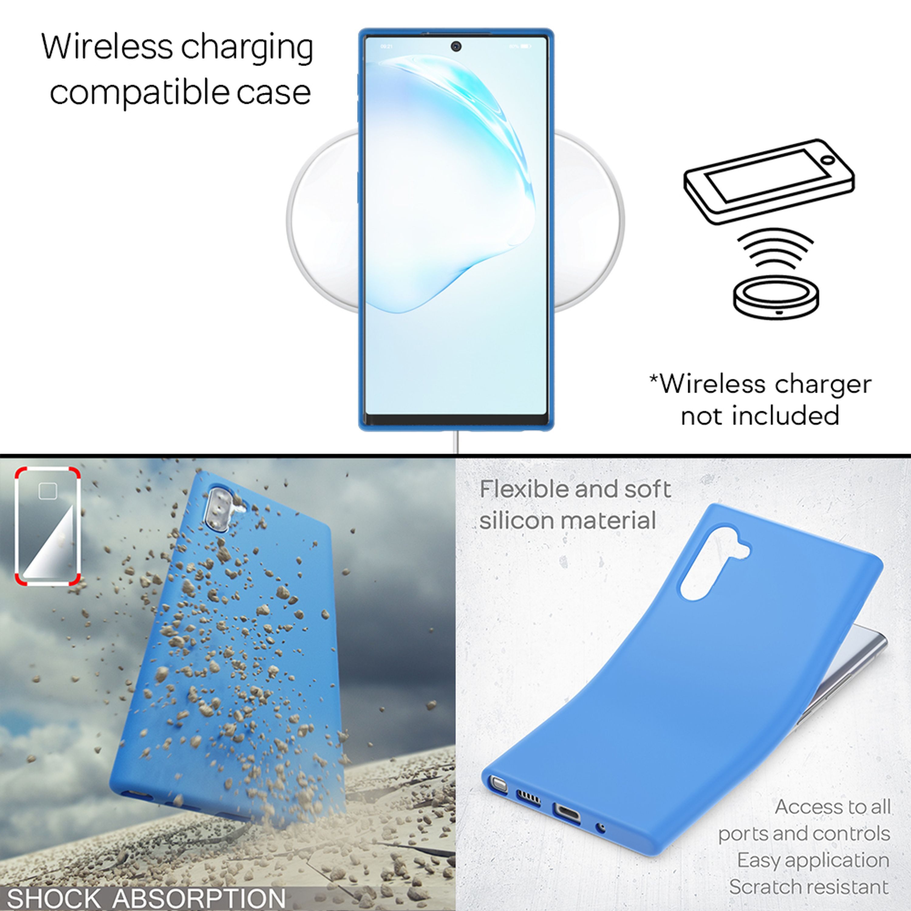Nalia Smartphone-Hülle Samsung Galaxy Note 10 16 cm (6,3 Zoll), Neon Silikon Hülle / Bunt Leuchtend / Rutschfest / Flexibel / Weich