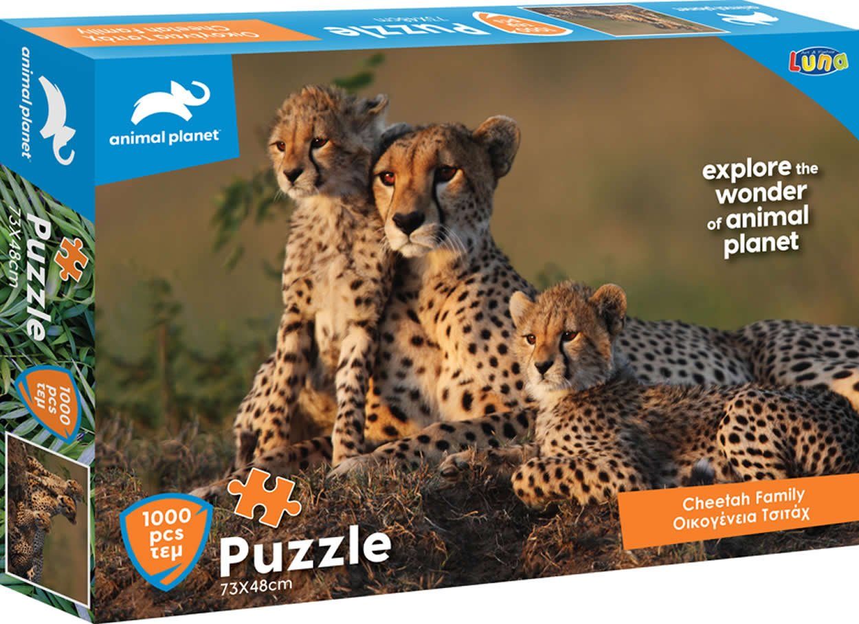 Diakakis Steckpuzzle animal planet Gepardenfamilie 1000-tlg 73 x 48 cm, Puzzleteile