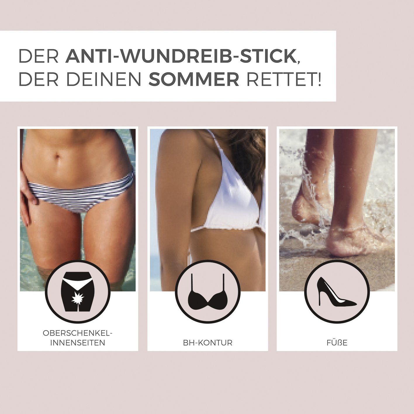 Summersaver Körpercreme Kosmetikum - Anti-Wundreib-Stick 2-tlg., Pflegestift Sport Hautreizungen Woman 2er-Set Oberschenkel -, Anti Reiben - Scheuern Schutz