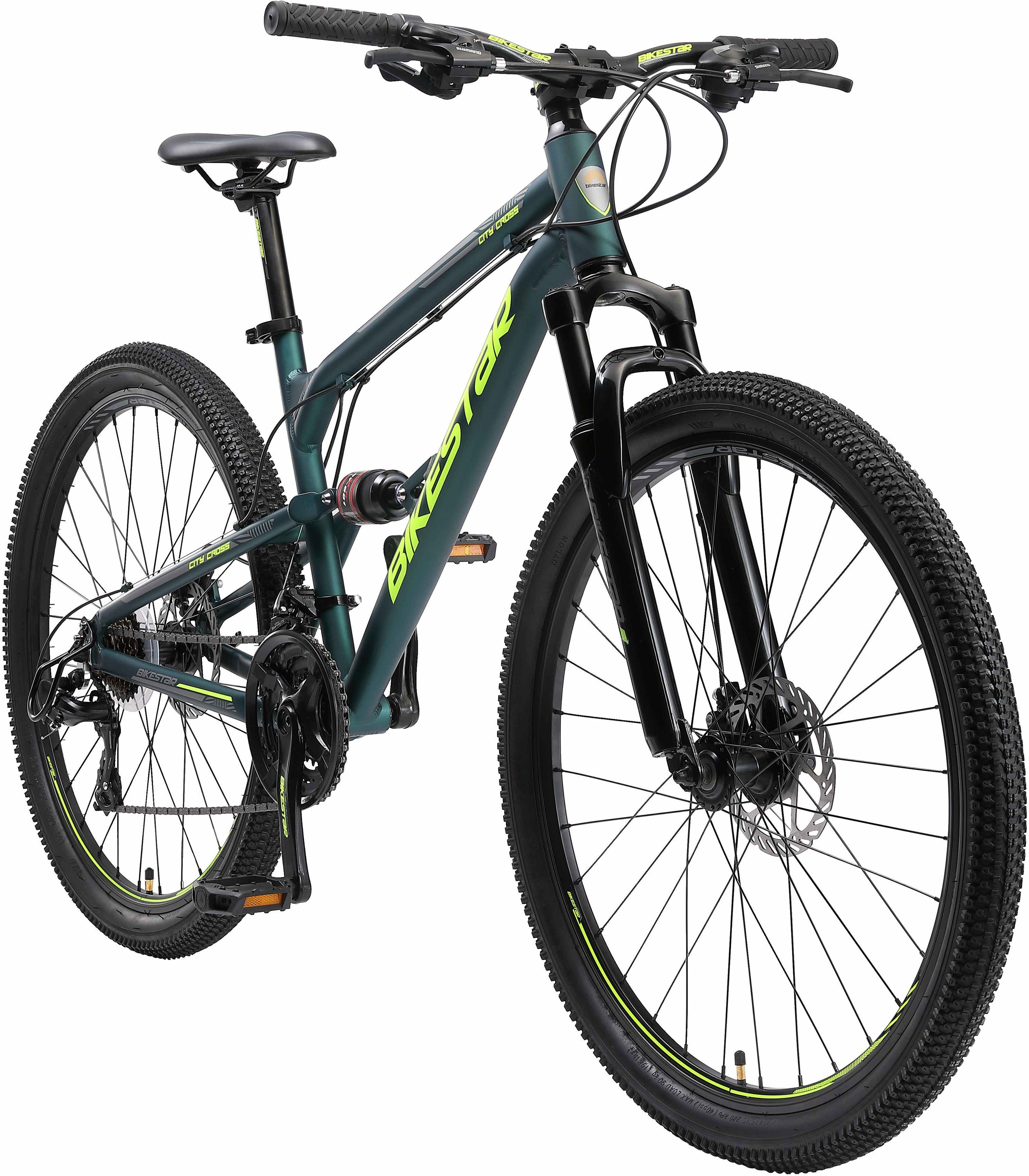 Bikestar Mountainbike, 21 Gang Shimano RD-TY300 Schaltwerk, Kettenschaltung, für Damen und Herren, Kettenschaltung