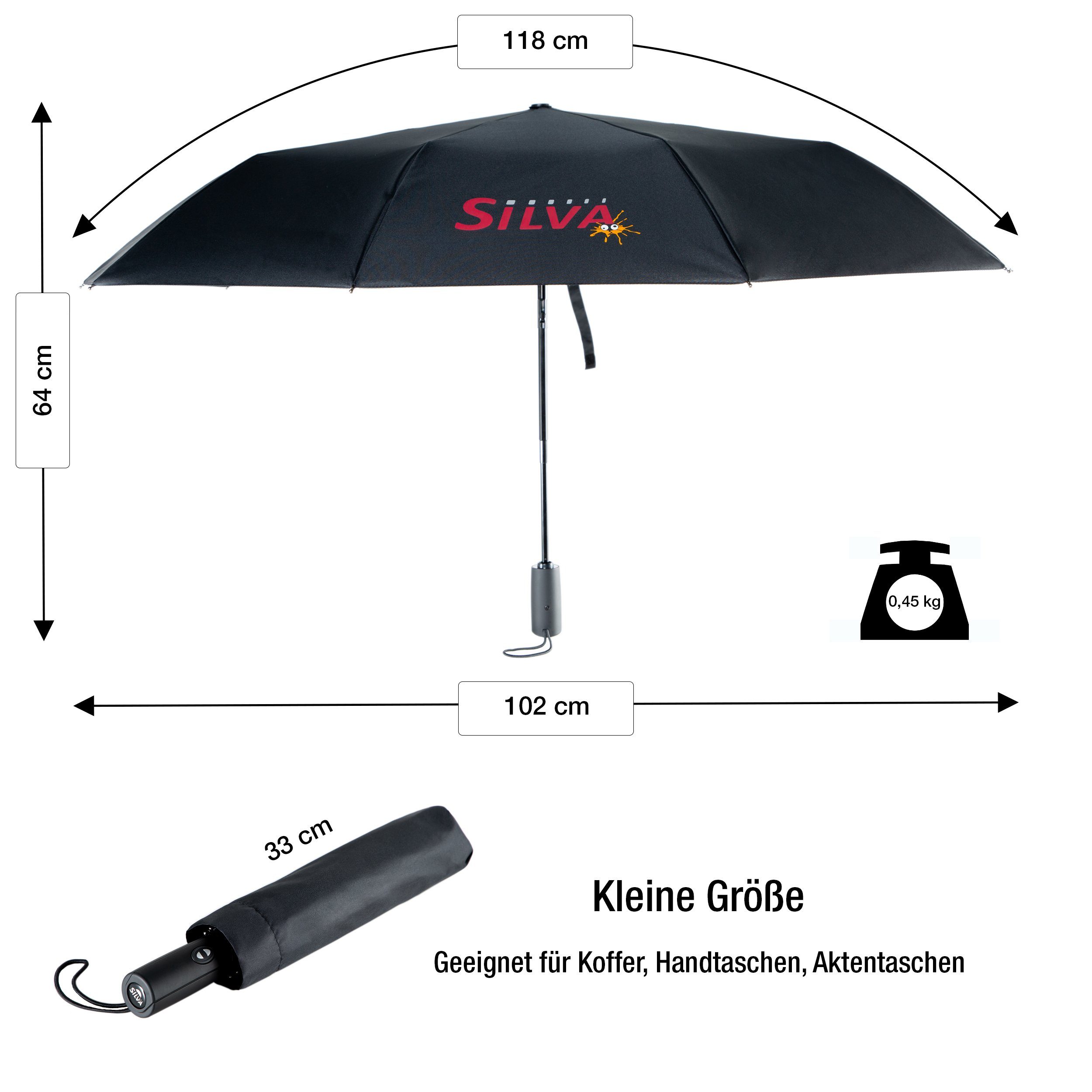 Silva Haus & Garten Taschenregenschirm Silva Regenschirm, windfester und  stabiler Taschenschirm, Ultraleicht