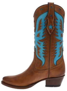 FB Fashion Boots MARTA Braun Türkis Cowboystiefel Rahmengenähte Damen Westernstiefel