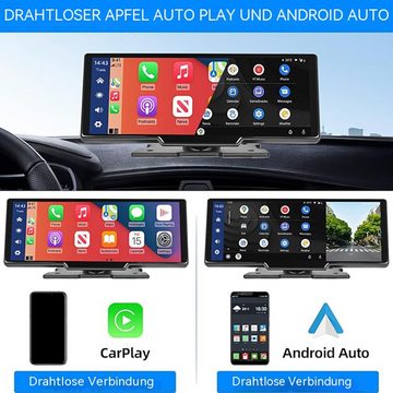 Hikity 10,26 Zoll mit drahtlosem Apple Carplay Apple Airplay 2+32G Android Autoradio (FM Radio, Split Screen Anzeige, Funktion zum Lesen von Karten, GPS)