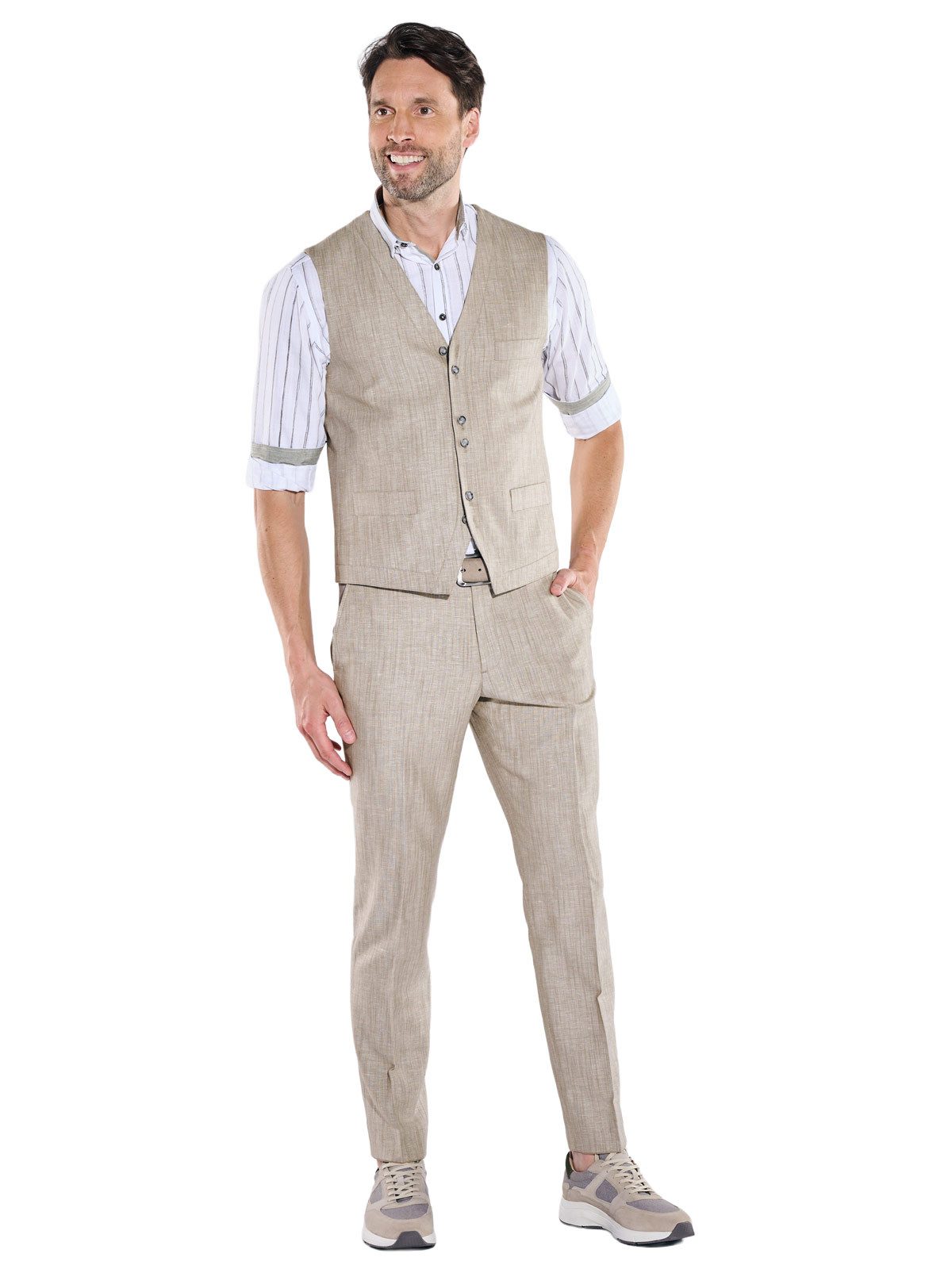 Engbers Anzugweste Herren Sakko-Weste in Leinen-Optik Regular, Beige