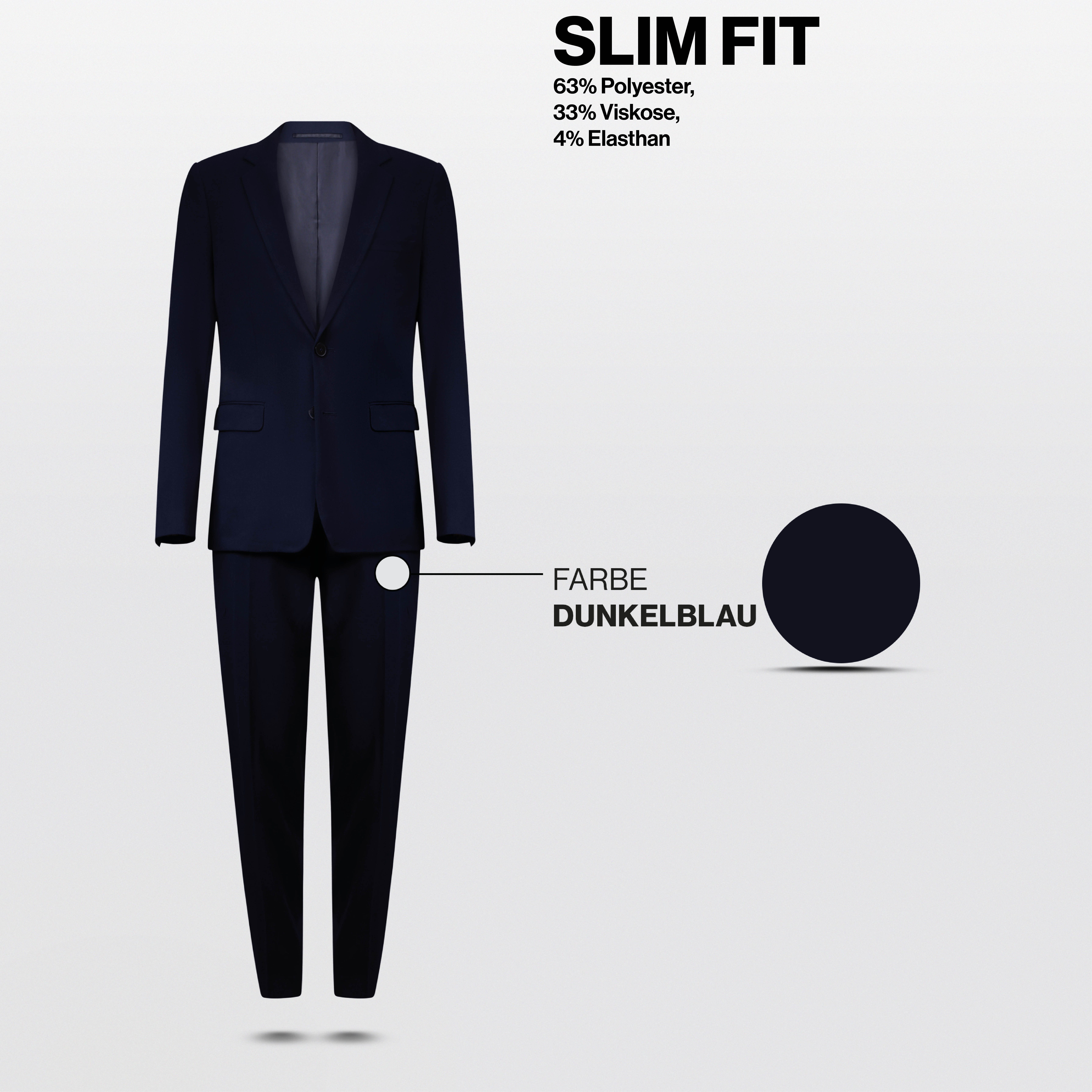 Hirschthal Anzug Herren Business Anzug Slim-Fit (Anzughose & Sakko 2 -tlg. Anzug Set) im eleganten Look – Bild 5 von 5