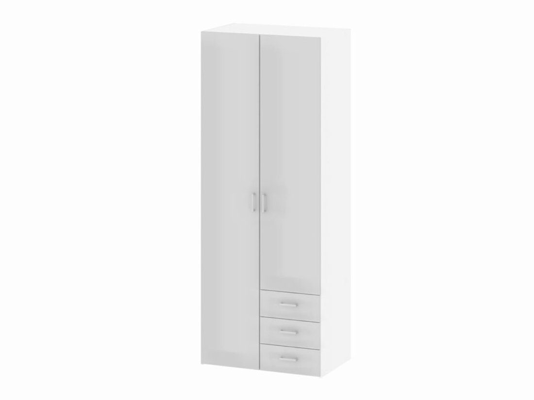 ebuy24 Kleiderschrank Spell Kleiderschrank 2 Türen und 3 Schubladen. Wei