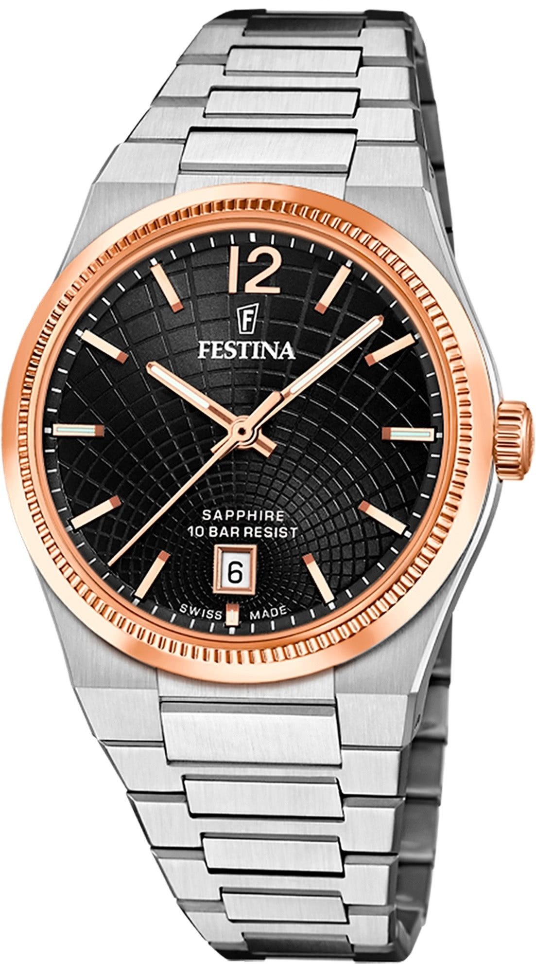 Festina Quarzuhr Festina Damenuhr Swiss Made Armbanduhr, (Analoguhr), Damen Armbanduhr rund, Edelstahlarmband silber, Elegant