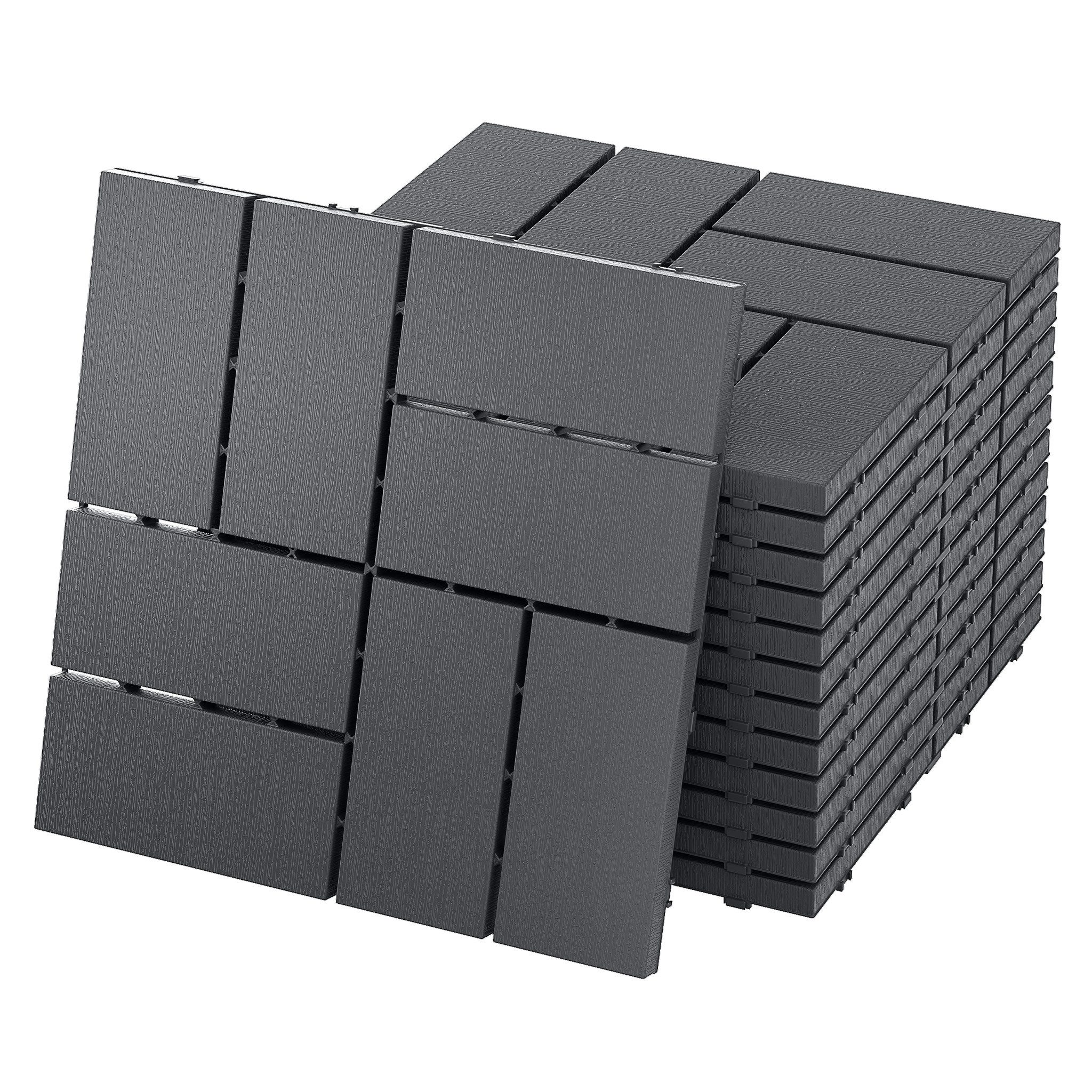 FIVMEN Terrassendielen Balkonfliesen 30x30cm, Terrassenfliesen in Holzoptik, (11-St), Bodenbelag für Balkon, Terrasse, Außenbereich, Dunkelkaffee