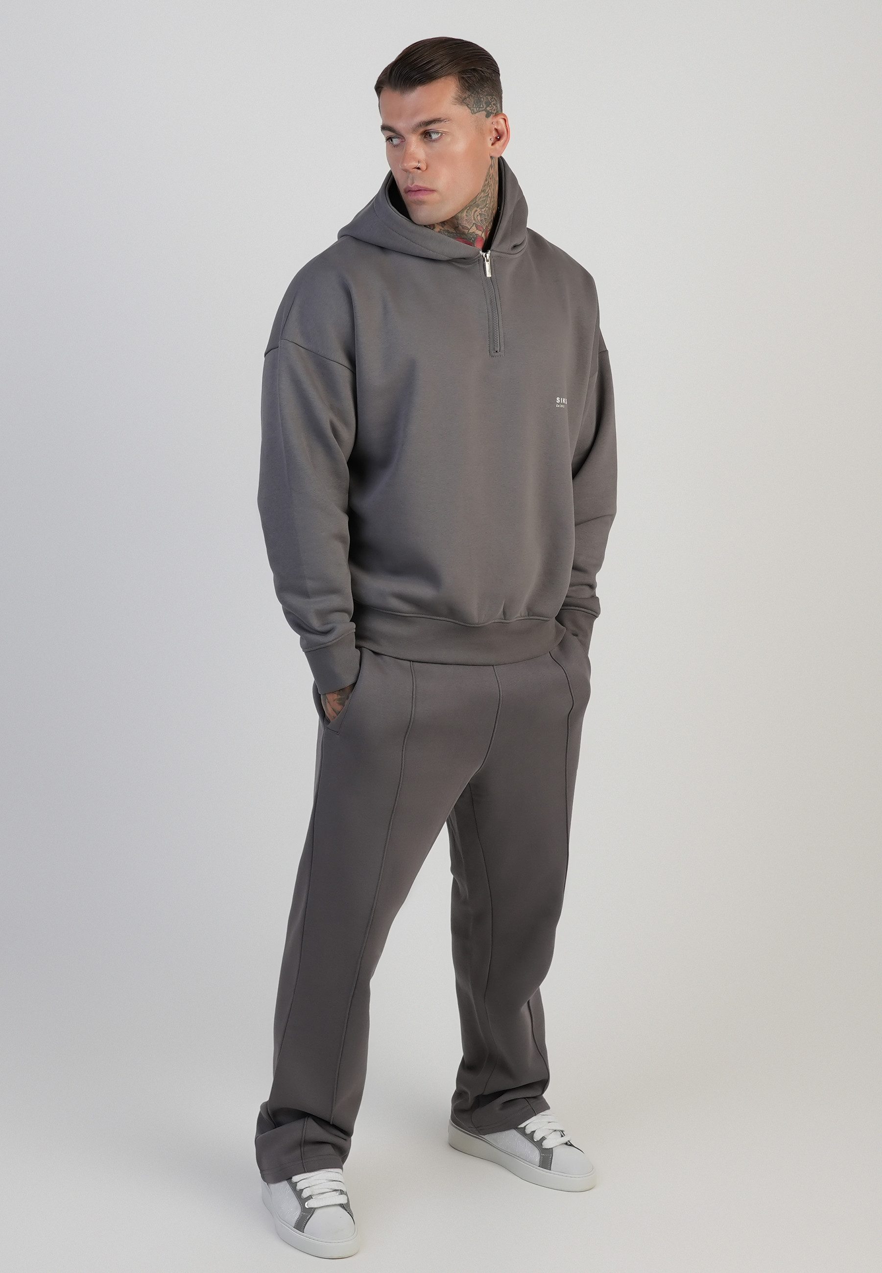Siksilk Hoodie SikSilk Herren Grafik-Hoodie mit halbem Reißverschluss