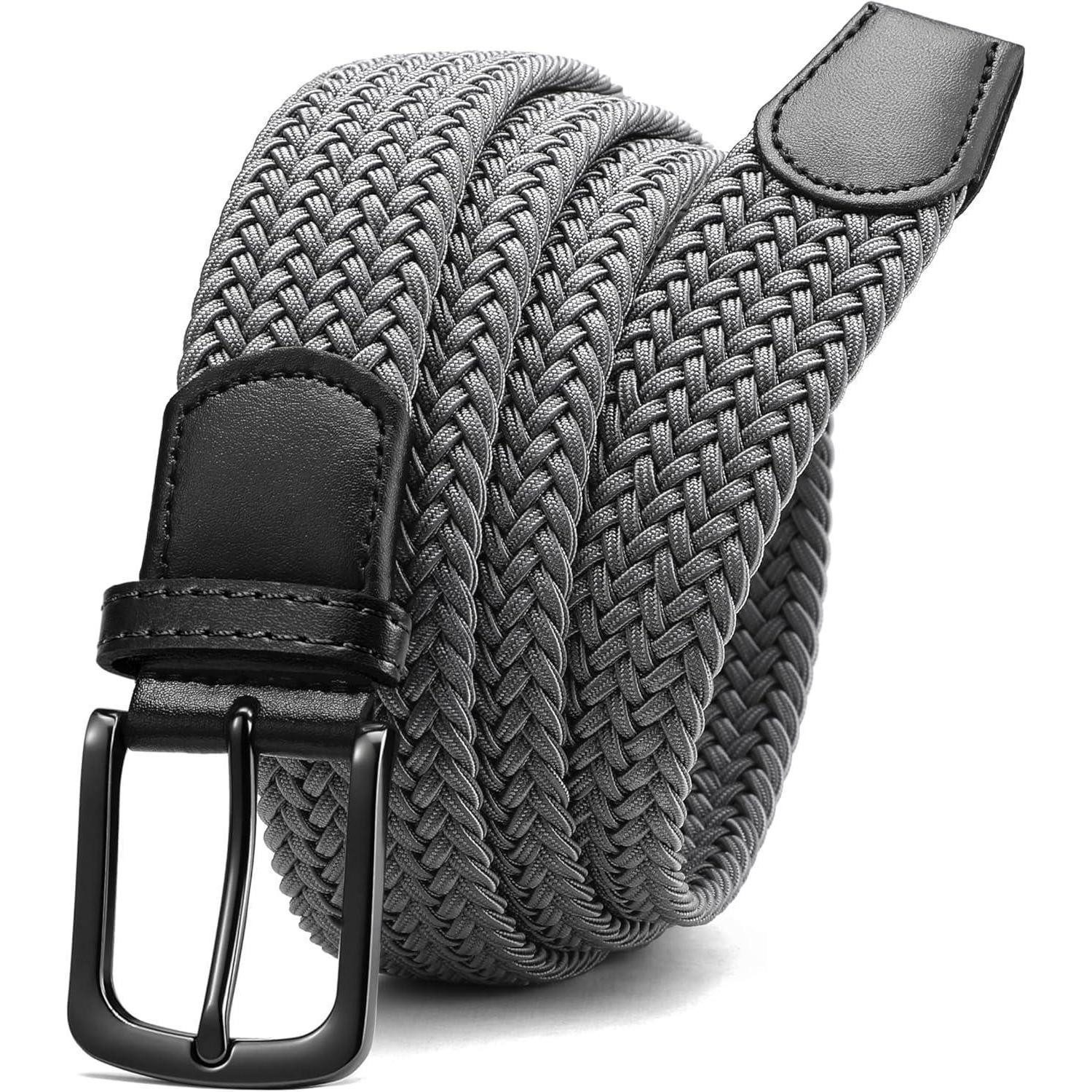 LuxusKollektion Flechtgürtel Gürtel Herren elastisch 35mm Stoff Grau 115-12 günstig online kaufen