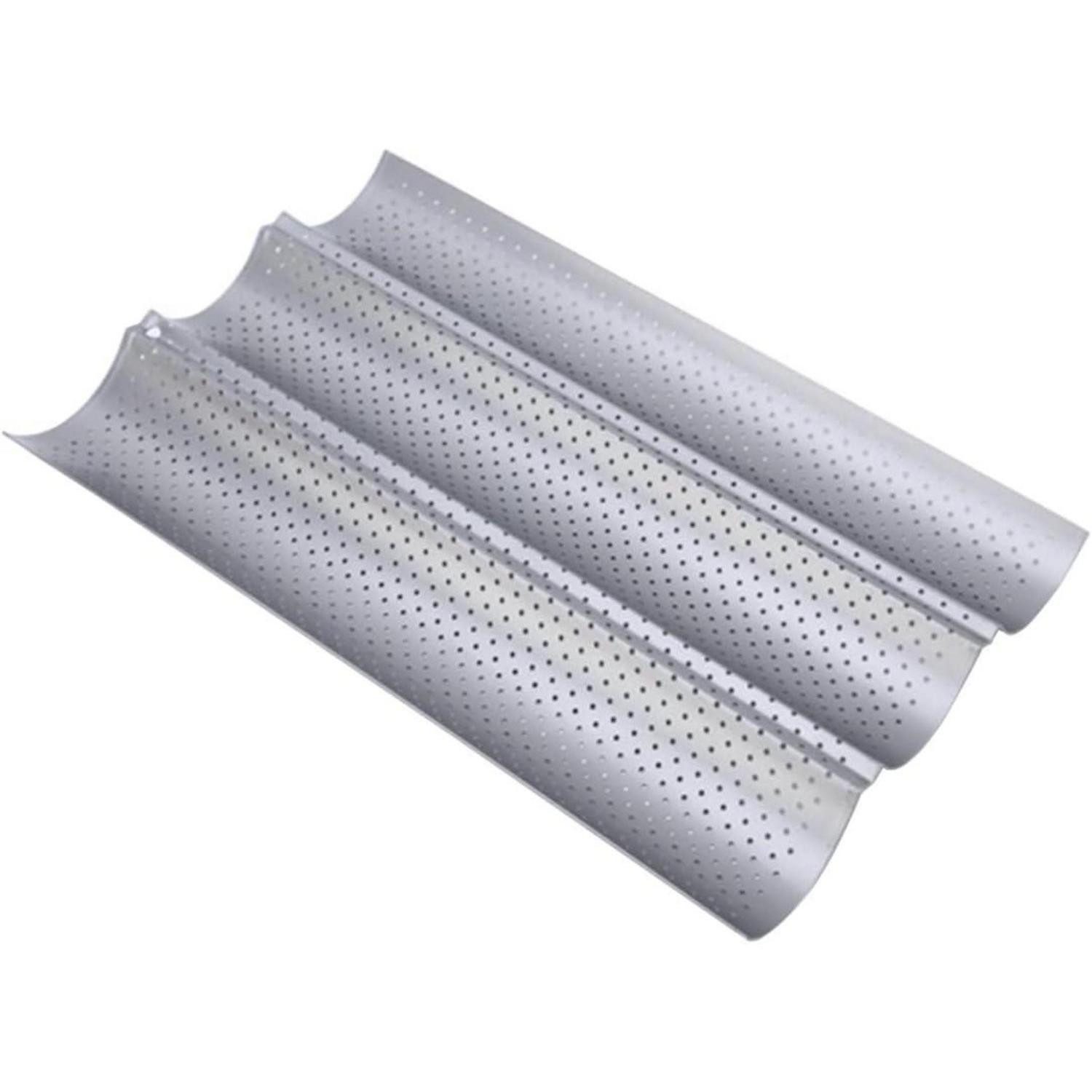 LuxusKollektion Brotbackform Baguette Backform Brot Backen Baguette Backform silber 3 Mulden
