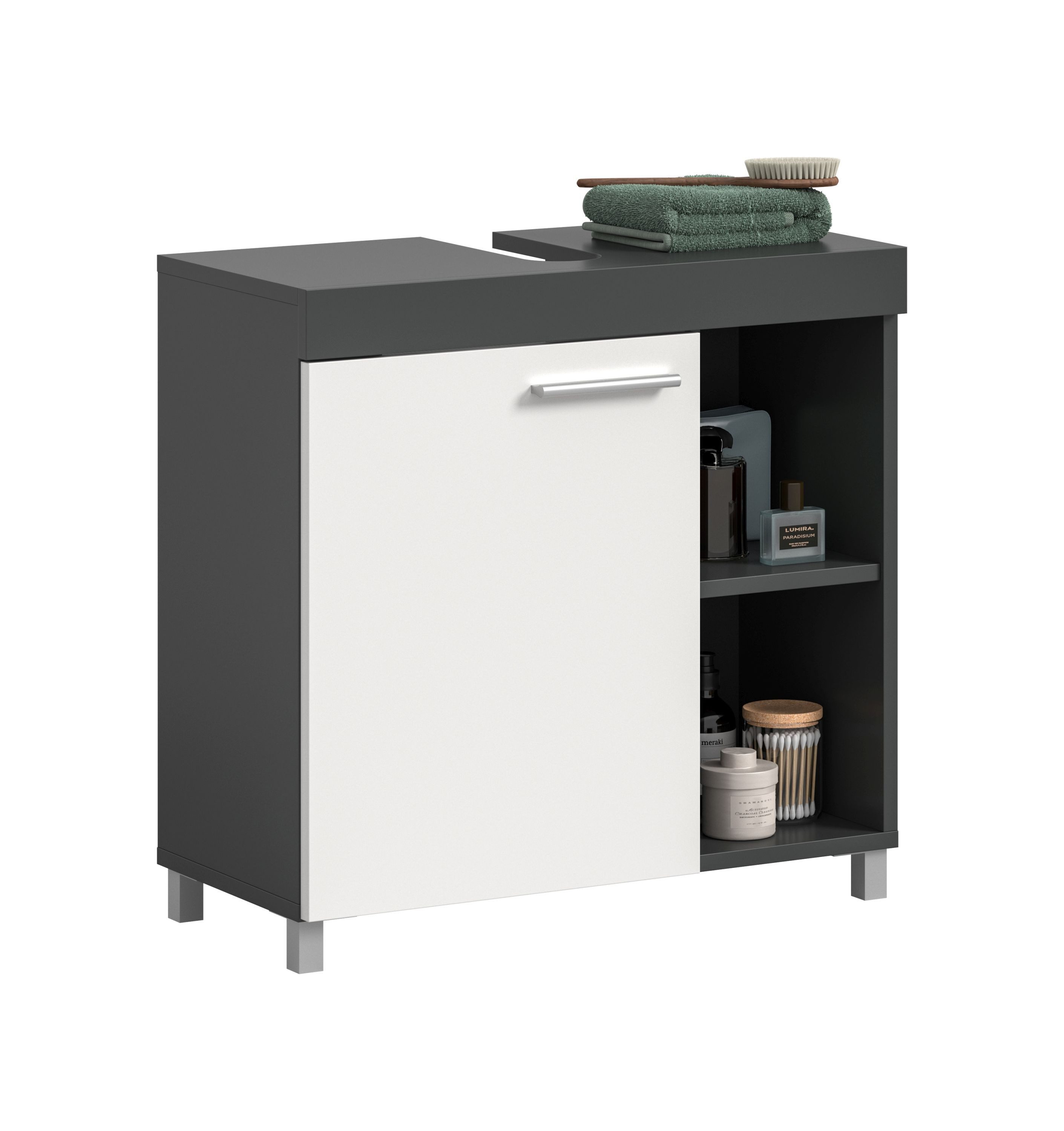 xonox.home Waschbeckenunterschrank in anthrazit/ weiß B/H/T: 65x63x31 cm