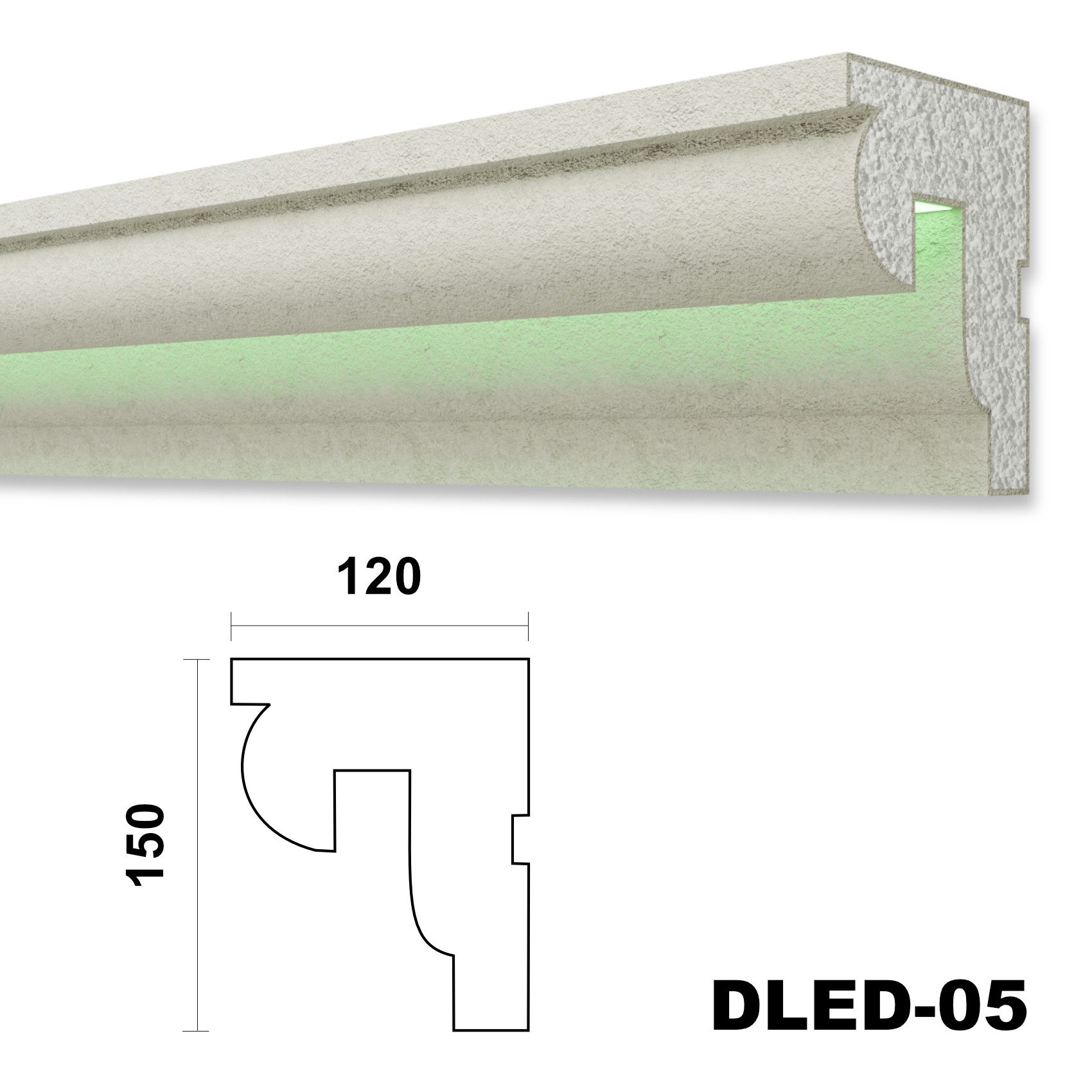 Hexim Stuckleiste DLED-05, Maxi-Sparpaket, LED Fassadenprofil günstig online kaufen