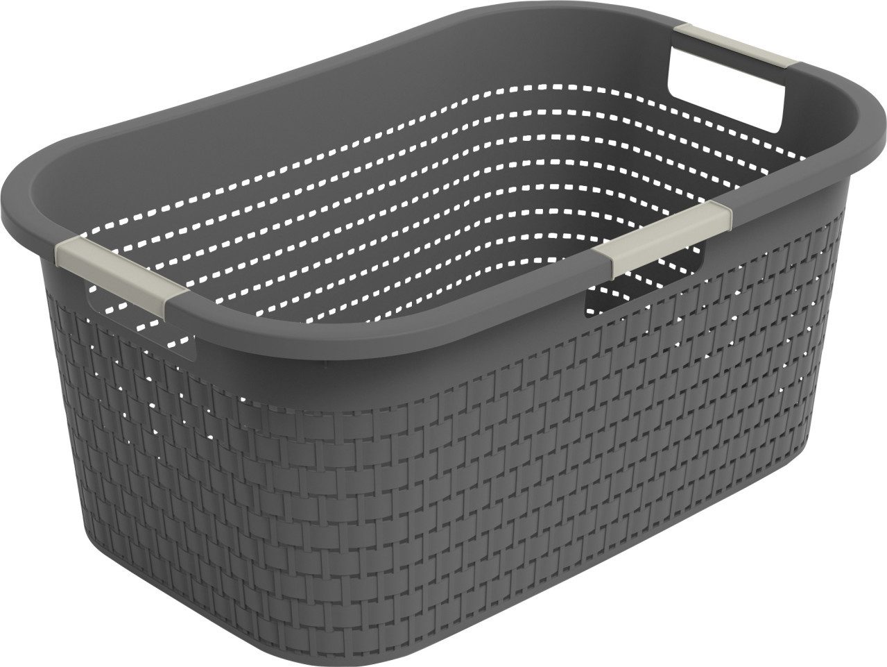 ROTHO Wäschekorb Wäschebox 40L COUNTRY, ergonomische Wäschebehälter mit Griffe, Rattan-Oberfläche ermöglicht Luftzirkulation im Korb