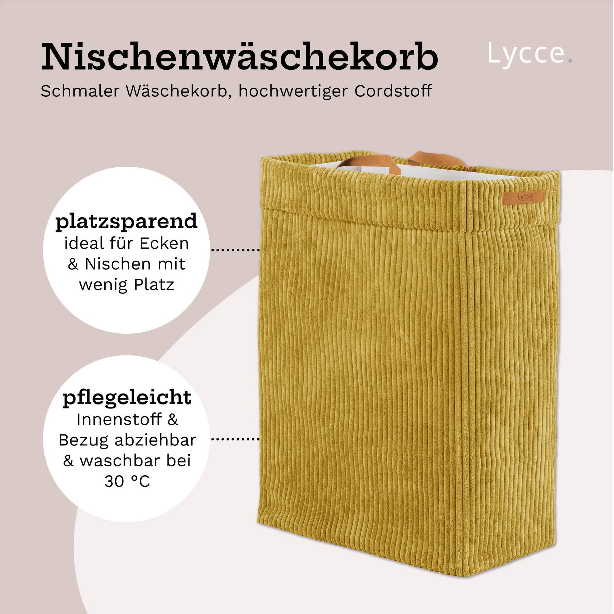 Lycce Wäschekorb Lycce Wäschekorb Cord – faltbar, waschbar & perfekt für Nischen – Bild 2 von 5