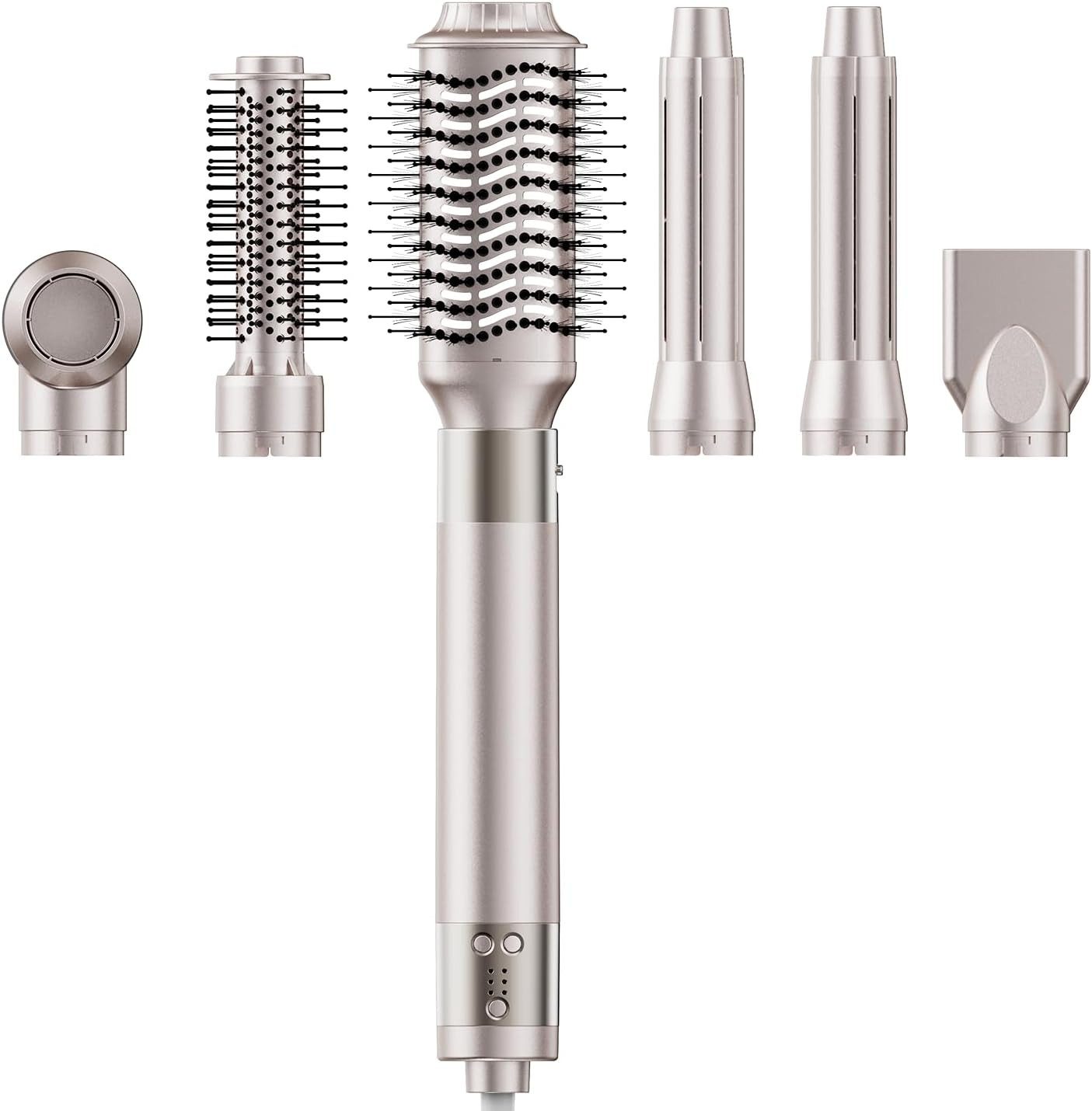 Vivitar Heißluftgebläse 6-in-1 Air Styler Heißluftbürste 140.000U/min, Föhnbürste für Frauen, (schnell trocknender Haarstyler für Frauen, Anti-Frizz-Stylinggerät für alle Haartypen], Auto-Air-Lockenstab, Rundbürste, Volumenaufsatz und Glättenaufsatz), für