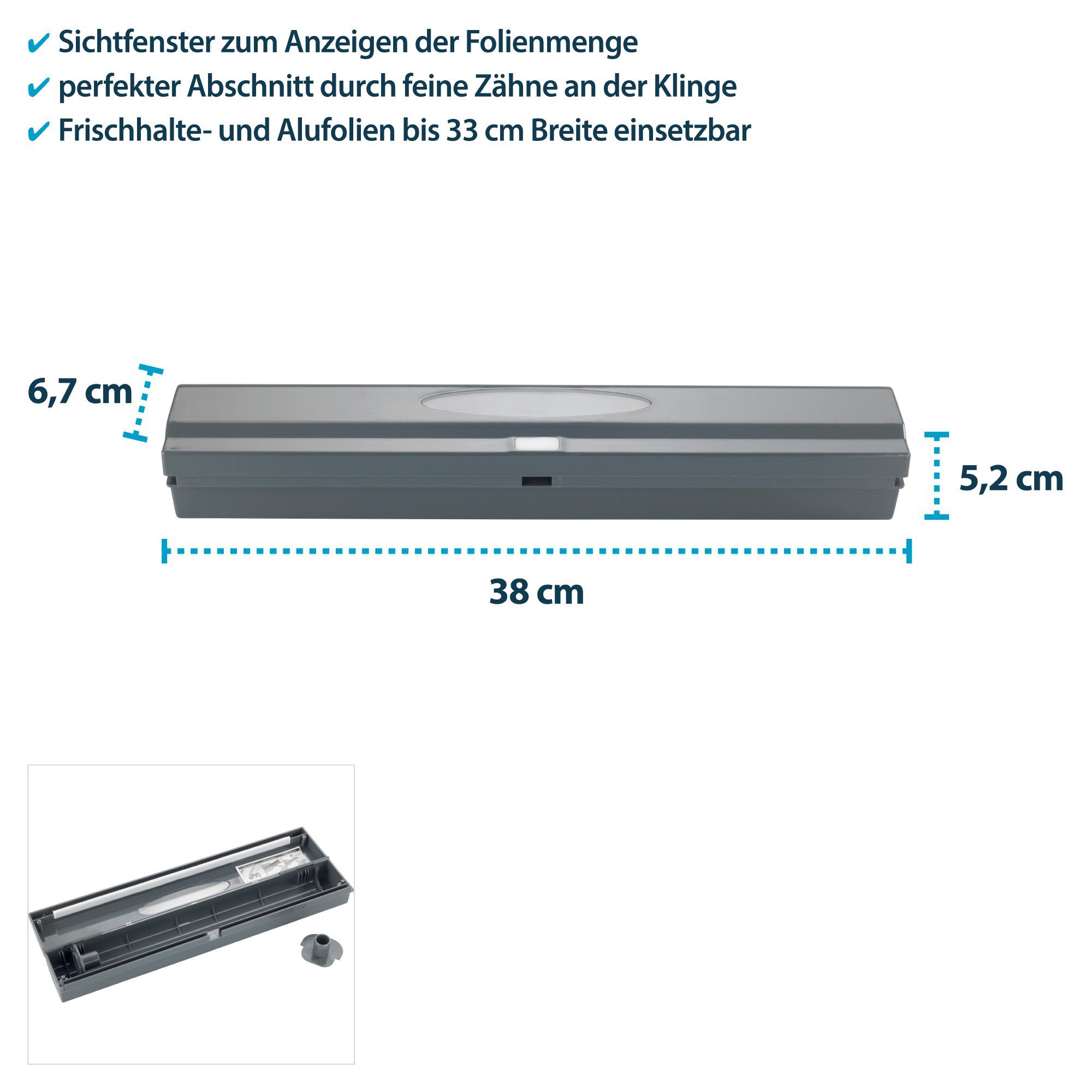 Basera® Folienspender Folienschneider Press & Cut Grau, 2er Set