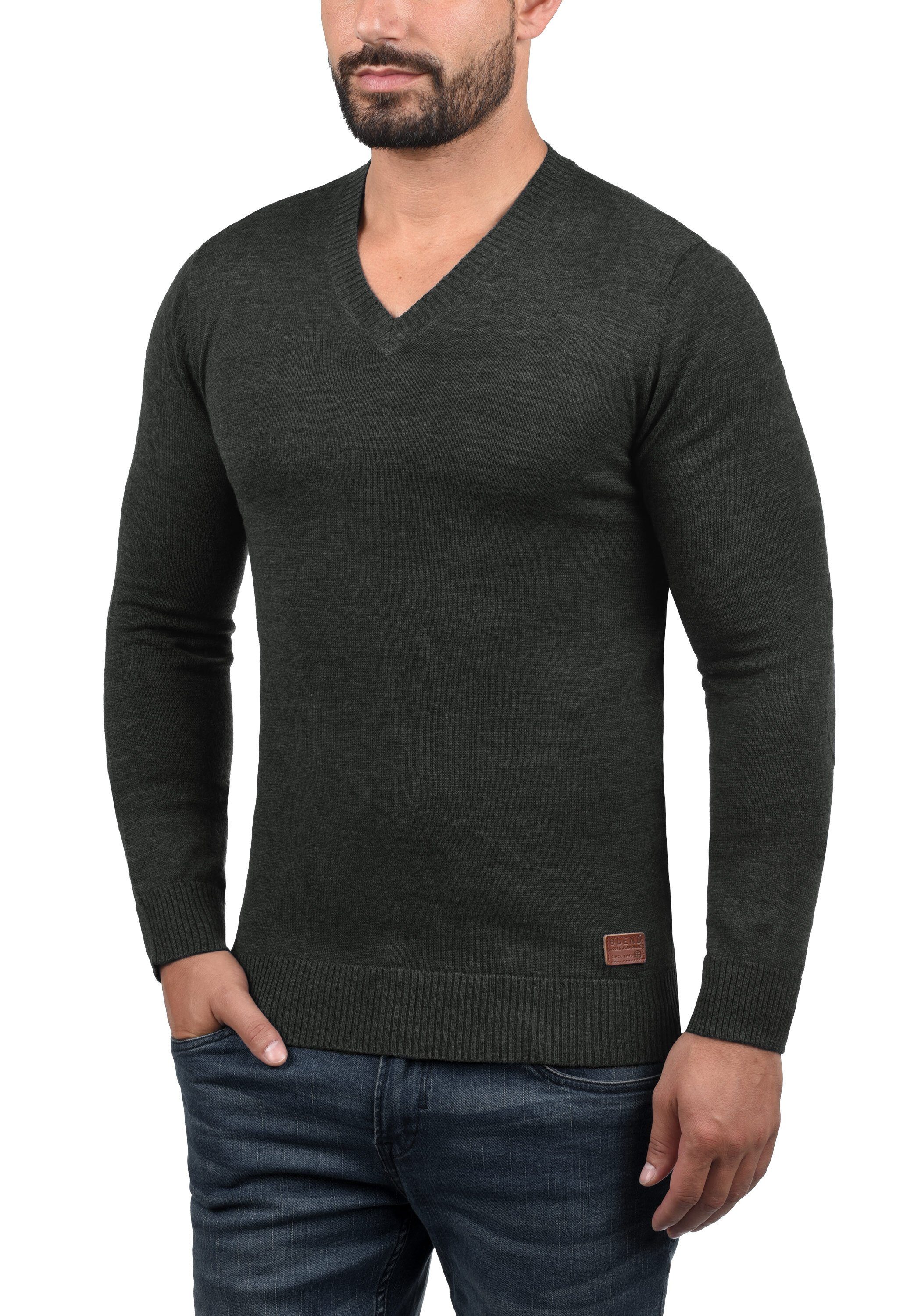 Blend Strickpullover BHLasse Feinstrickpullover mit aufgestickten Ellenbogenpatches