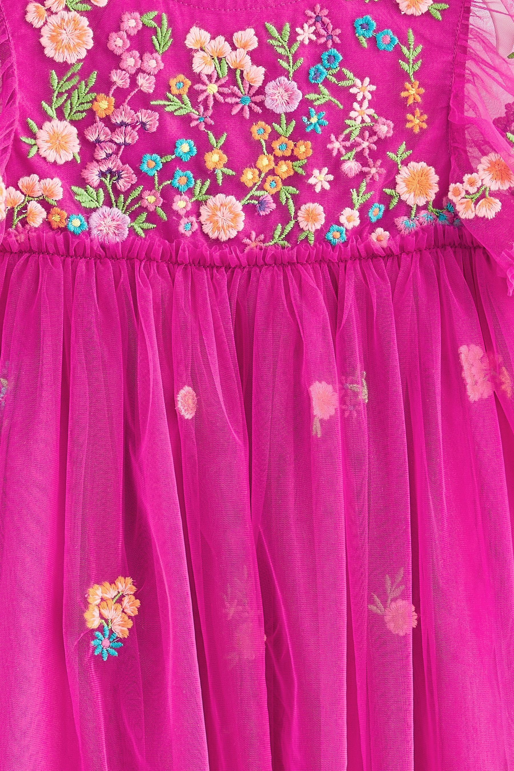 Pink und Partykleid mit Partykleid Stickerei (1-tlg) Next Bright Mesh