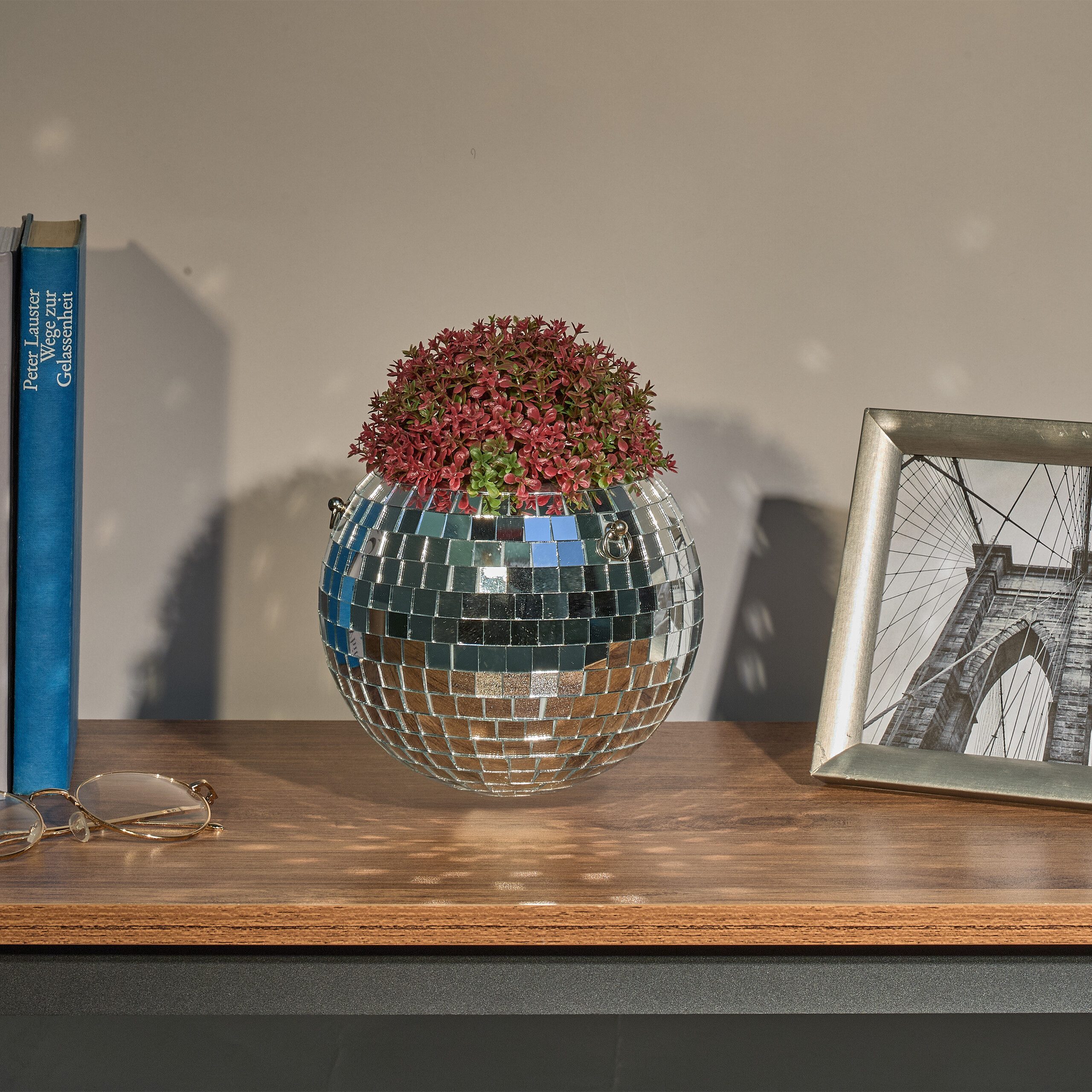 relaxdays Blumenampel Hängender Discokugel Pflanzentopf