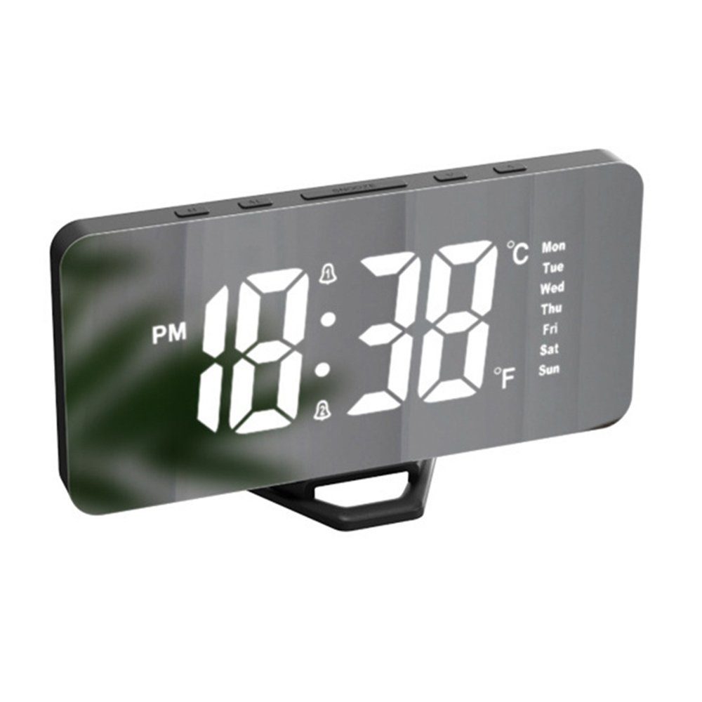 Dekorative Wecker Wecker Digital, Spiegel-Wecker, LED Display Temperaturanzeige mit Anzeige Digital Uhr mit Snooze Moduls Schwarz