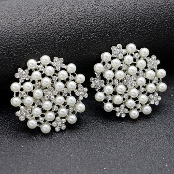 AUKUU Schuhanstecker Runde Runde mit Perlen eingelegte Diamant Schuhschnalle, Schuhblumen Accessoires Brauthochzeits Schuhdekoration