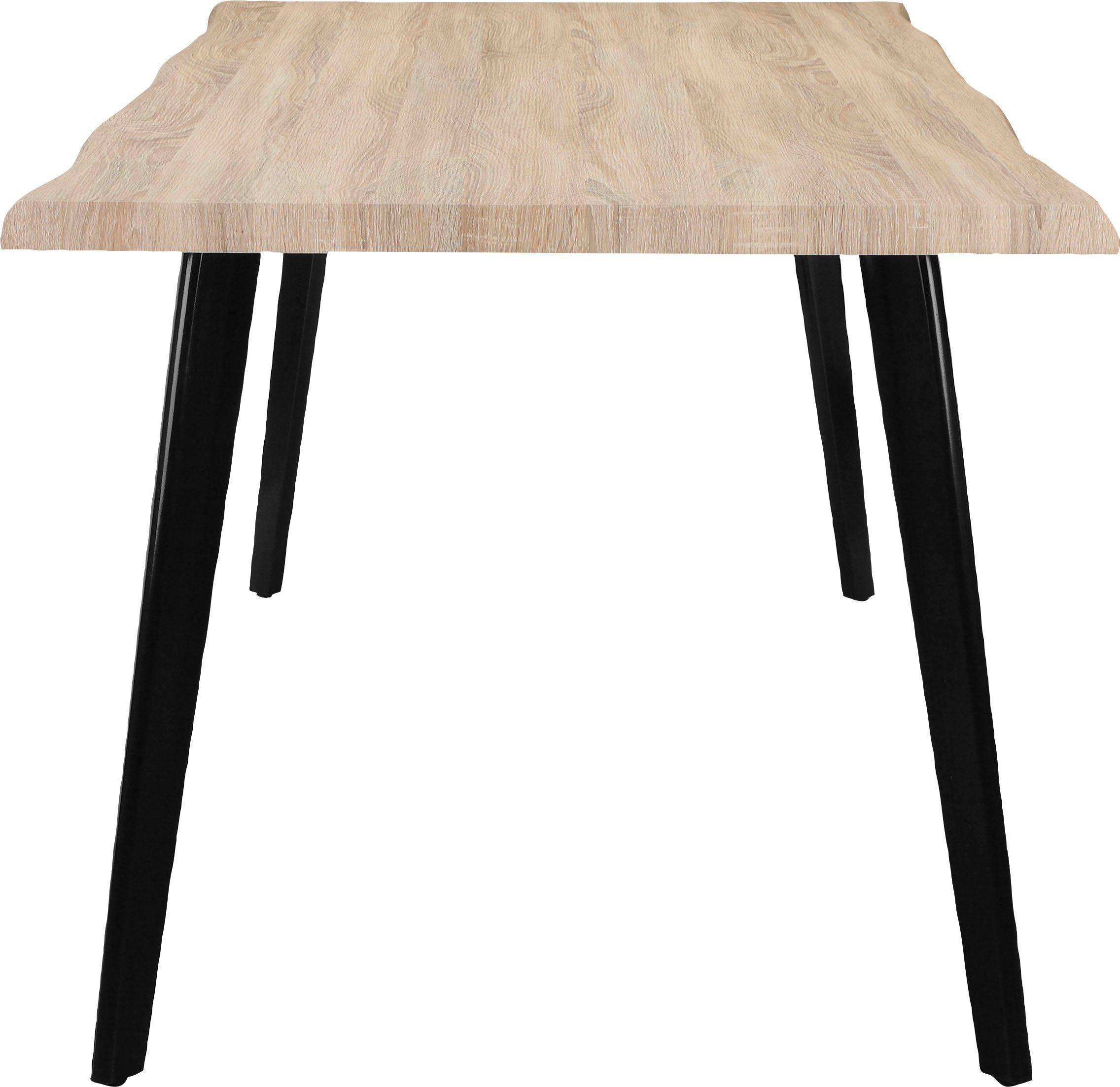 loft24 Esstisch Alexandra, Eiche Optik mit Metallbeinen, Breite 180 cm
