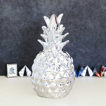 AM Design Dekofigur AM-Design Keramik Ananas silberfarben ca 29 cm H