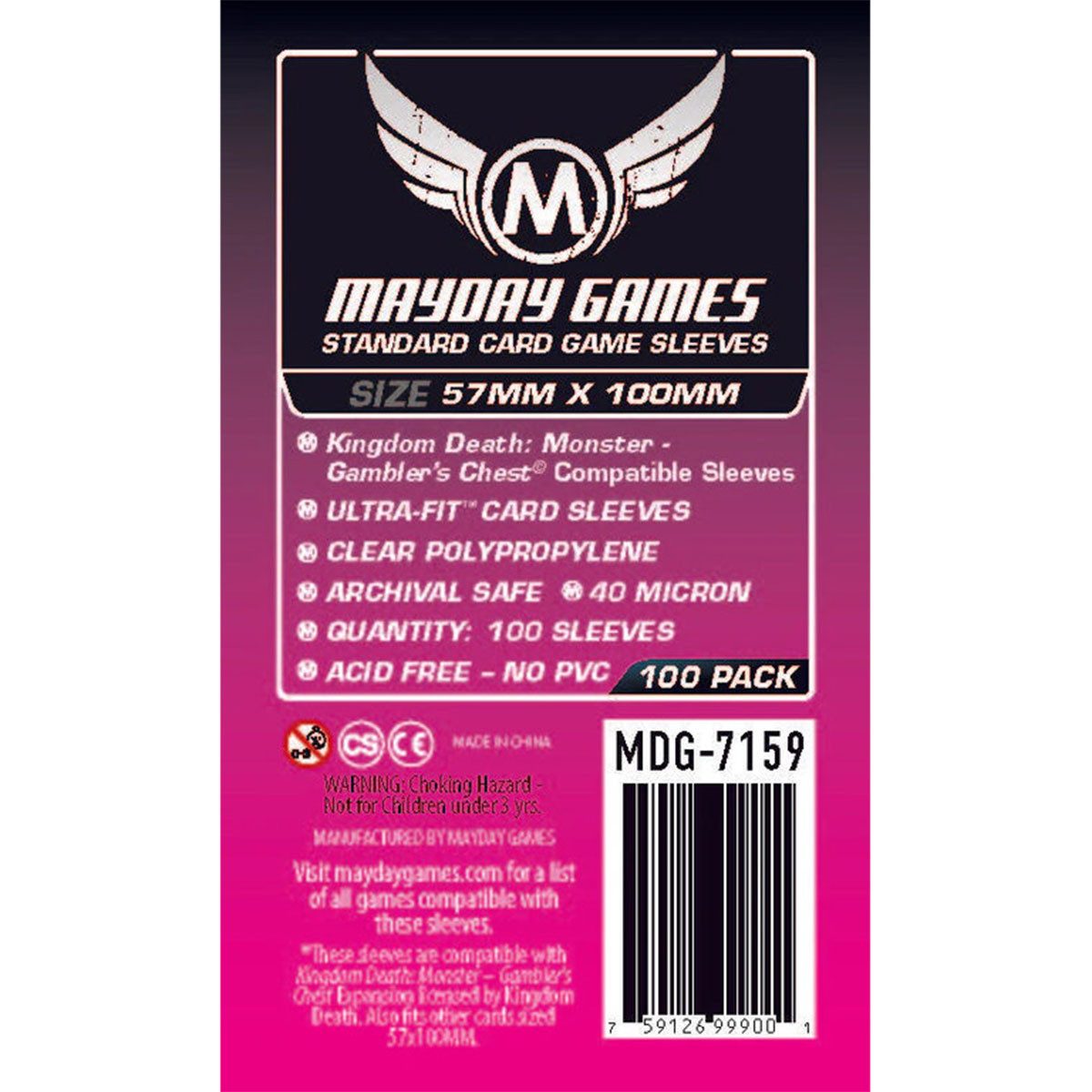 Mayday Games Spiel Standard Card Sleeves Kartenschutzhüllen 57 x 100 MM 100 Stück - 7159