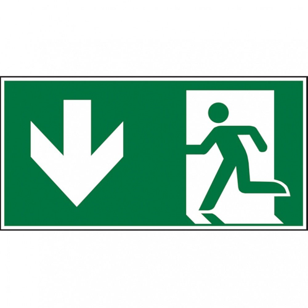 Hinweisschild Rettungszeichen, Notausgang, abwärts gehen, ASR A1.3 (DIN EN ISO 7010)