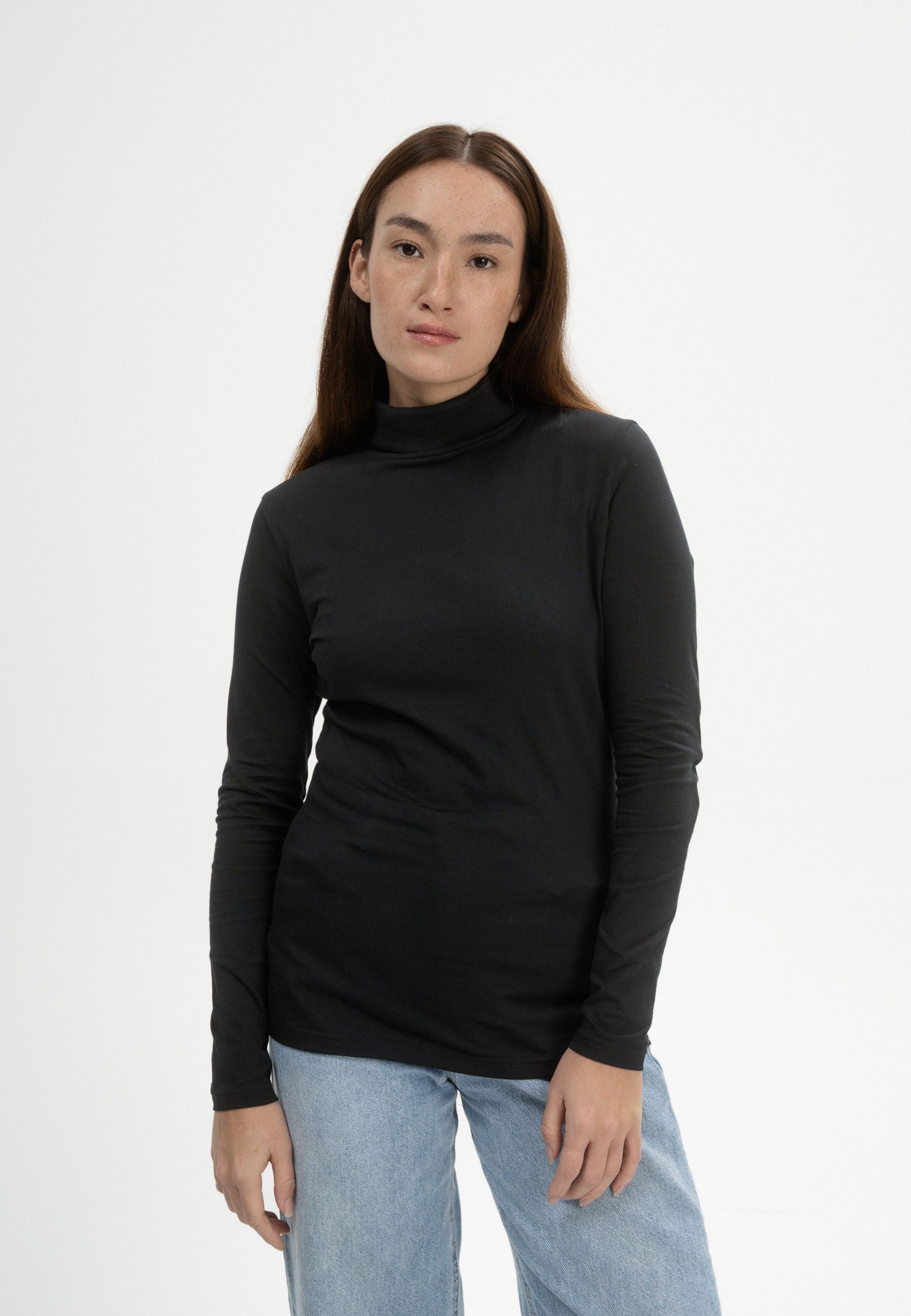 MELA Langarmshirt Turtleneck Shirt Style ANCHAL Fein gerippter Kragen günstig online kaufen