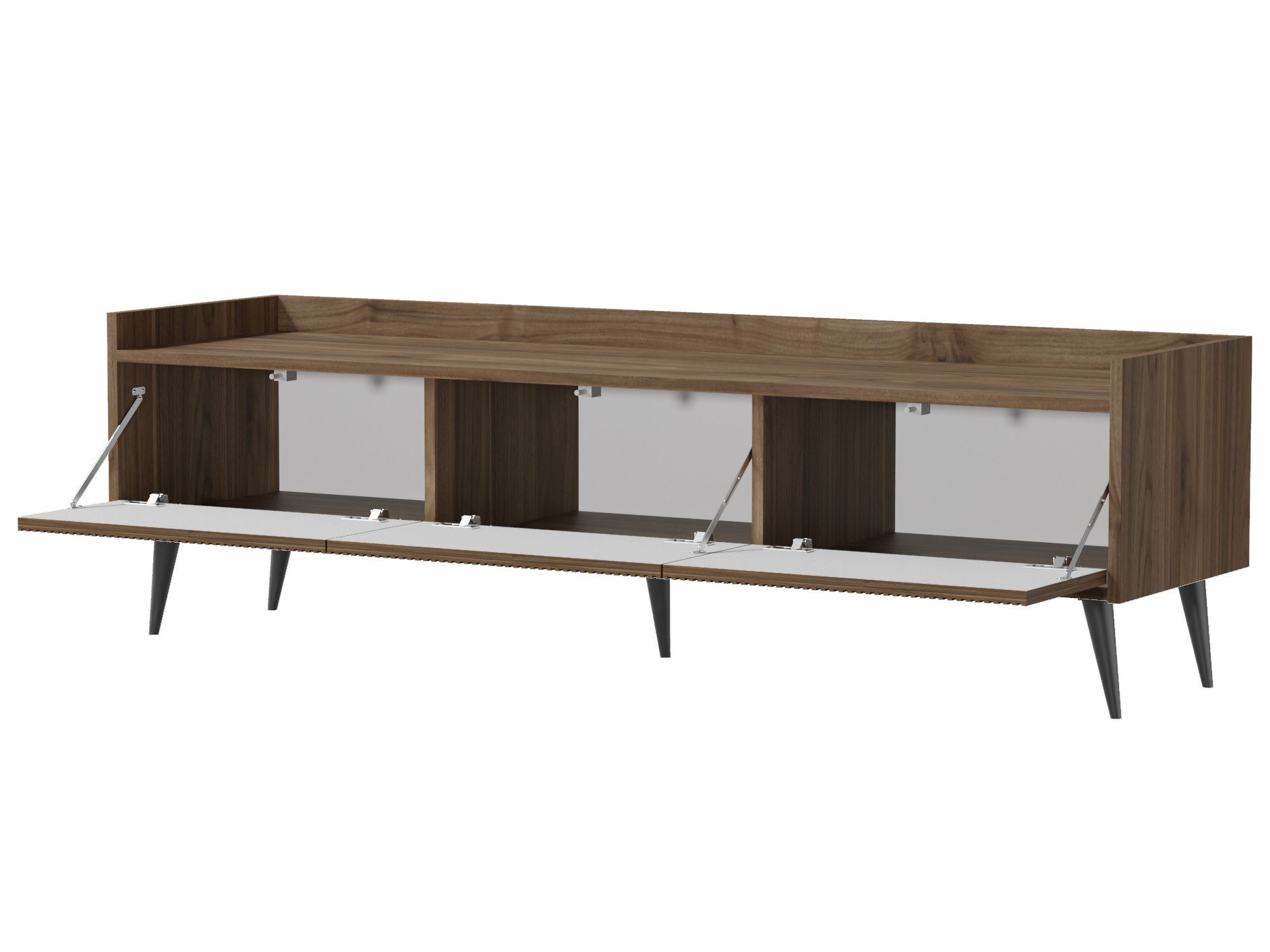 Compleo TV-Schrank 150 cm, Lamellenoptik, Japandi design, geriffeltes Front