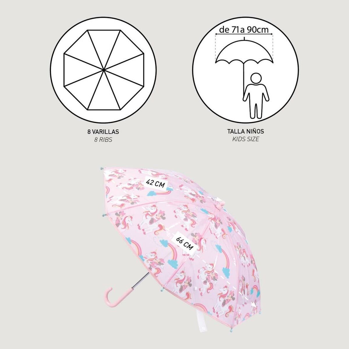 Regenschirm Minnie Disney Minnie Mouse Ø Rosa cm Mouse 66 Taschenregenschirm