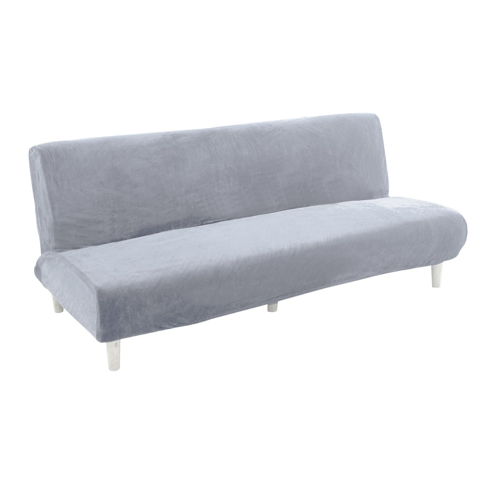 Sofahusse Samt, Stretch, für armloses Klappsofa, Rosnek Grau