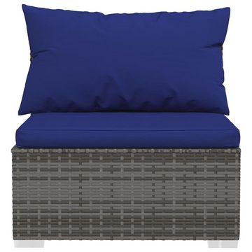 vidaXL Gartenlounge-Set 9-tlg. Garten-Lounge-Set mit Kissen Poly Rattan Grau, (1-tlg)