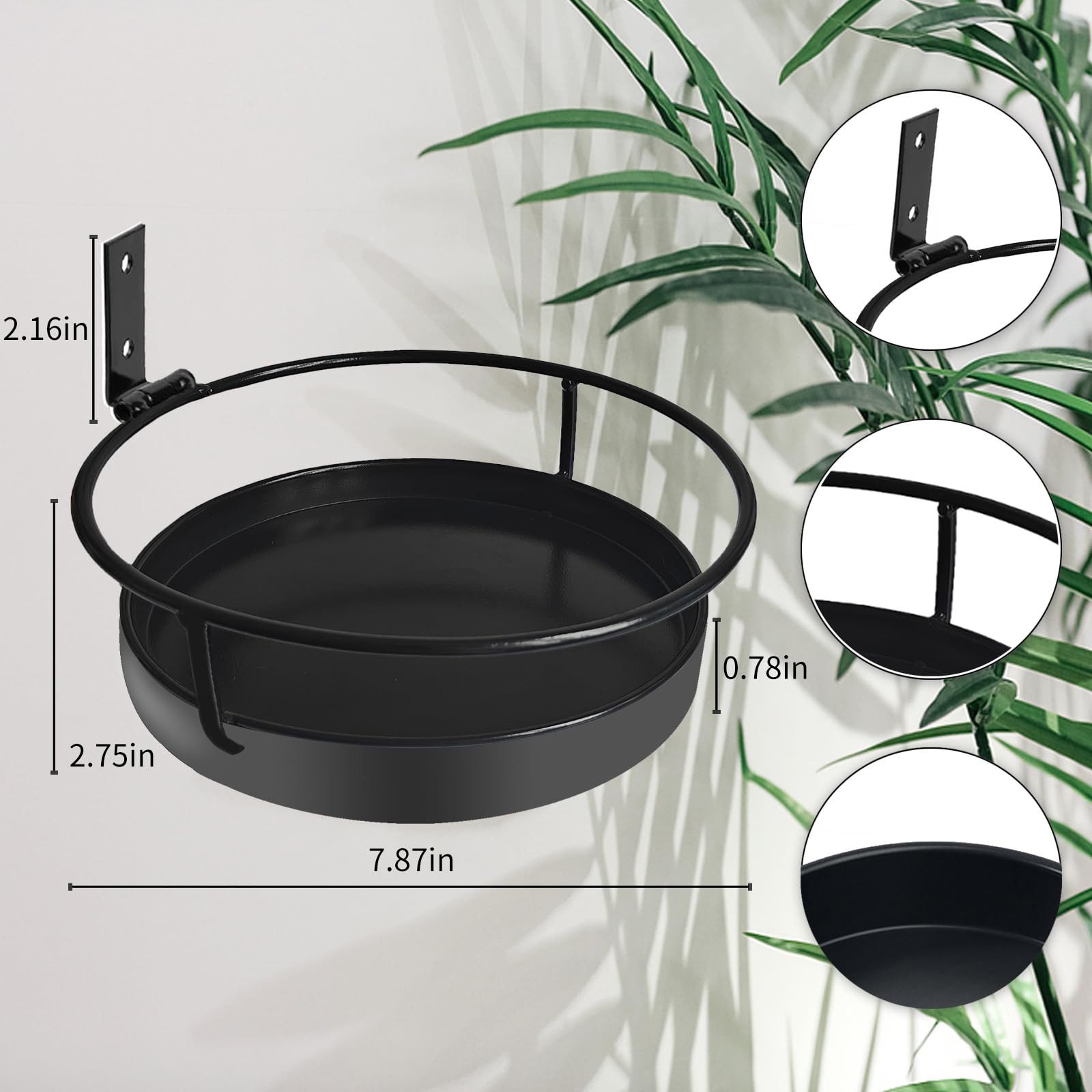 Agger Pflanzentreppe Wandmontiertes Pflanzenregal, Wandregal aus Metall für Blumentöpfe, 2-teiliges Set,geeignet für Balkon,Veranda und Schlafzimmerdekoration – Bild 3 von 5