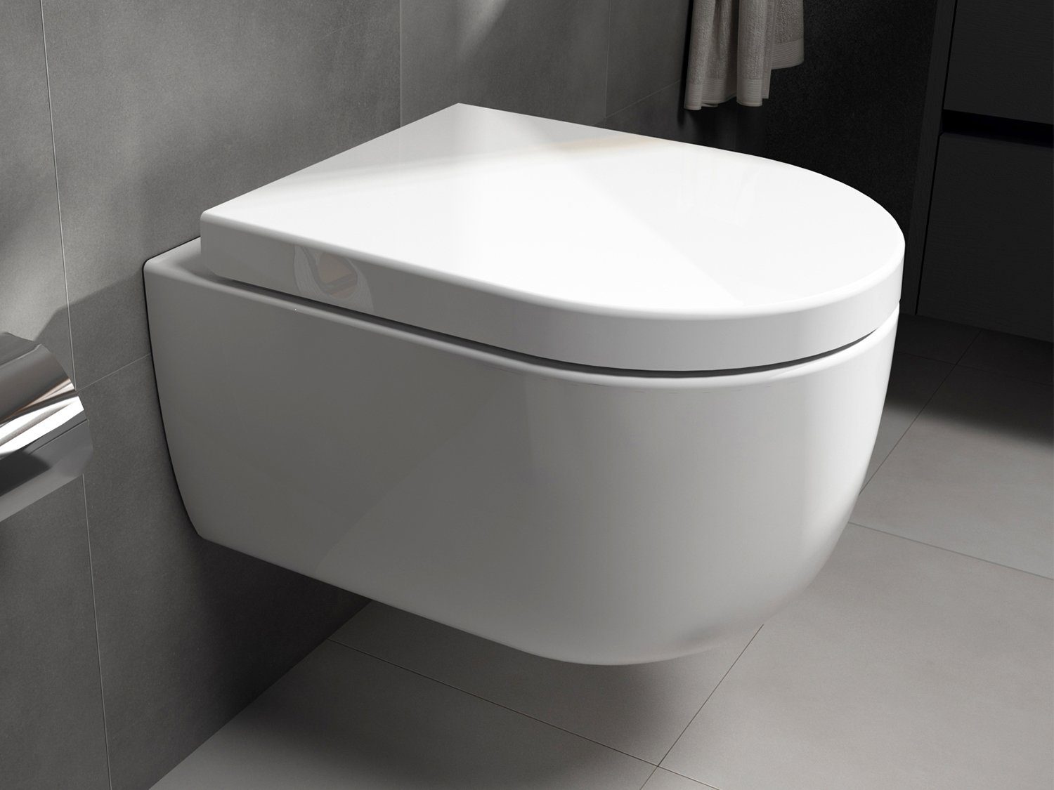 Aqua Bagno Tiefspül-WC Aqua Bagno ALPHA spülrandloses Design Hänge WC Spülrandlos Toilette