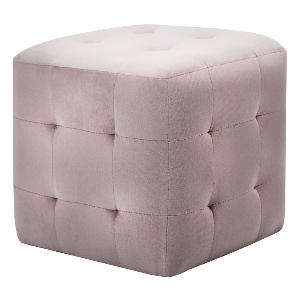 furnicato Pouf Sitzpuff 2er Set 30x30x30 cm Rosa, Polsterhocker-Set mit Massivholz-Rahmen für dein Wohnzimmer