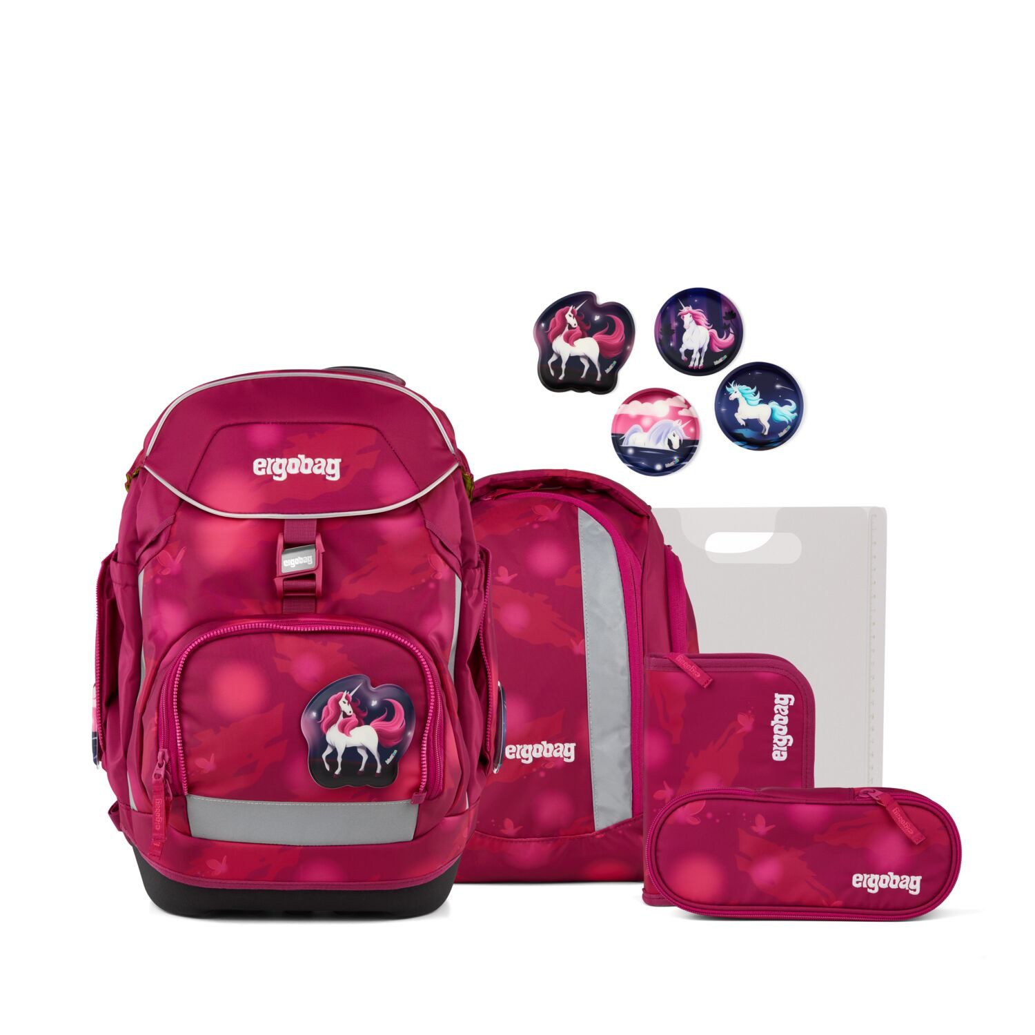 ergobag Schulranzen Schulranzen-Set PACK MondzauBär 6-teilig (6-teilig), ergonomisch, höhenverstellbar, Your-Size-System