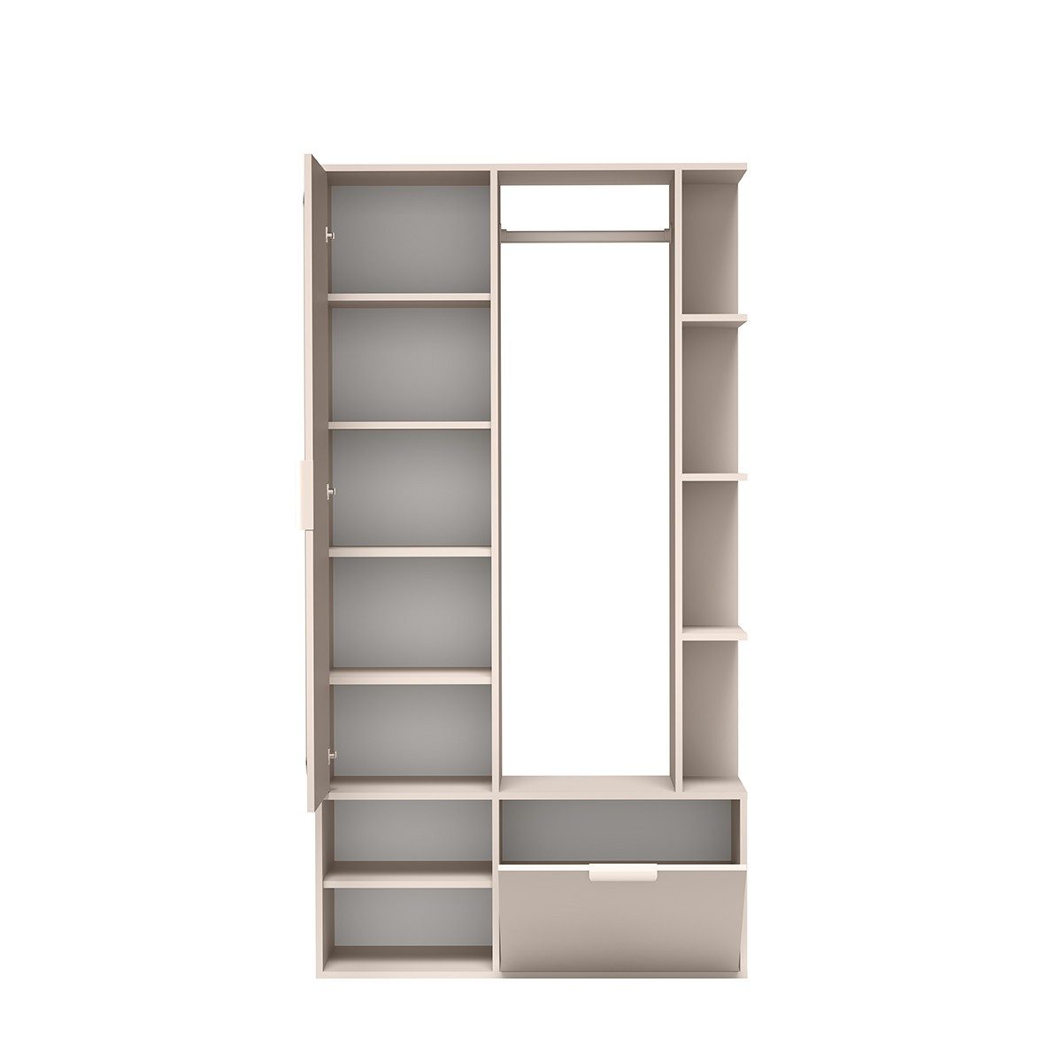 Masseno Garderobenschrank MORBIDO 100 x 189,4 cm Flurmöbel mit Spiegel und 2 Türen Kaschmir
