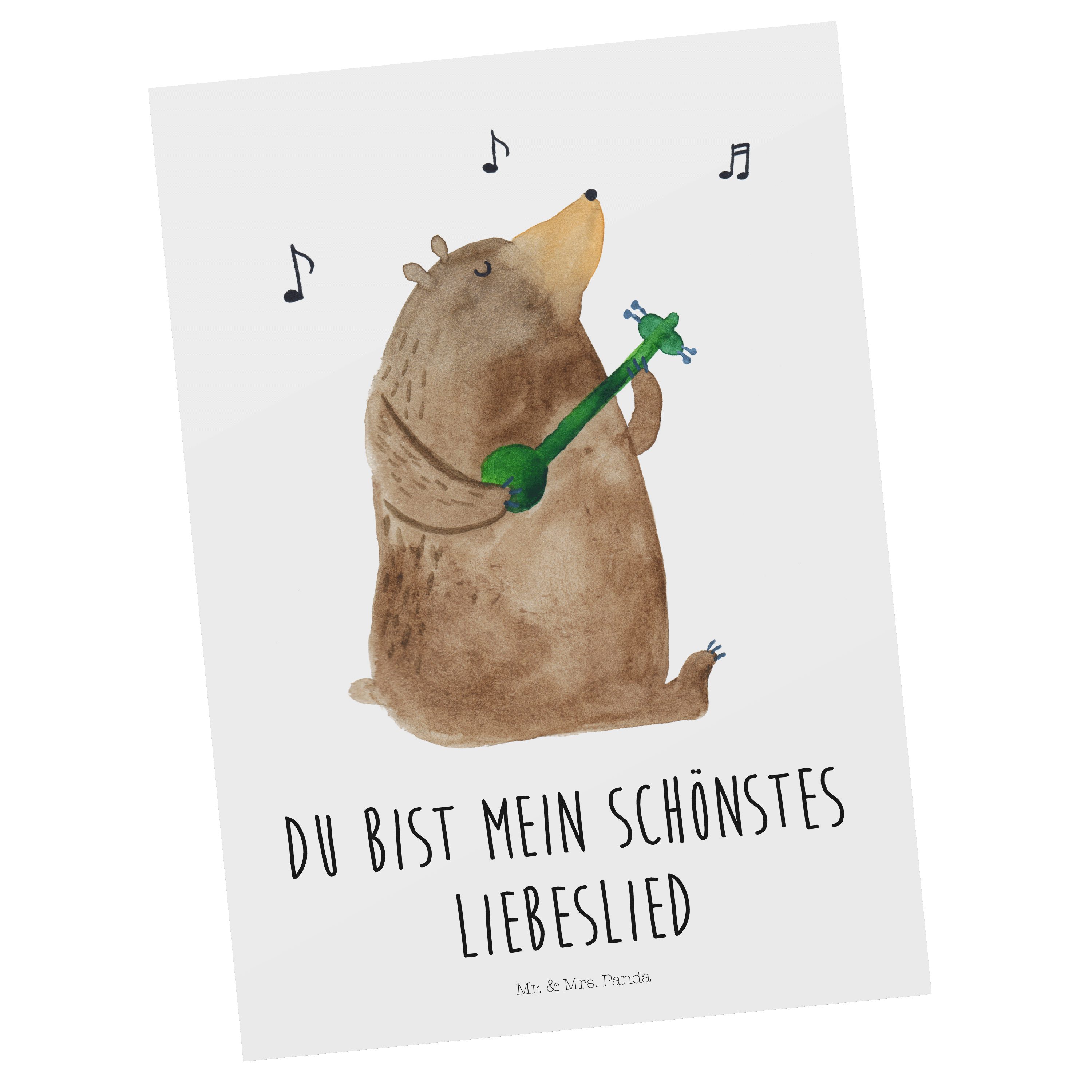 Mr. & Mrs. Panda Postkarte Bär Lied - Weiß - Geschenk, Einladungskarte, Spruch, Bärchen, Geschen