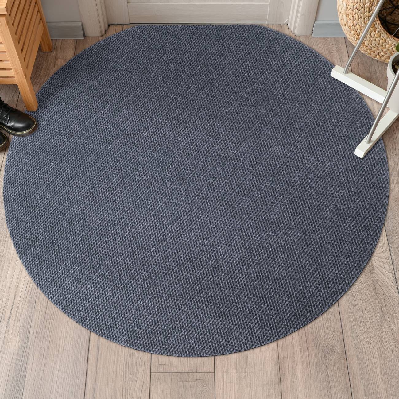 ANRO Fußmatte BOB Eingangsschutz 8mm strapazierfähig Ananas Schmutzfangmatte, Rund, Höhe: 8 mm, Pflegeleicht robust 100x100cm Industrie Grau