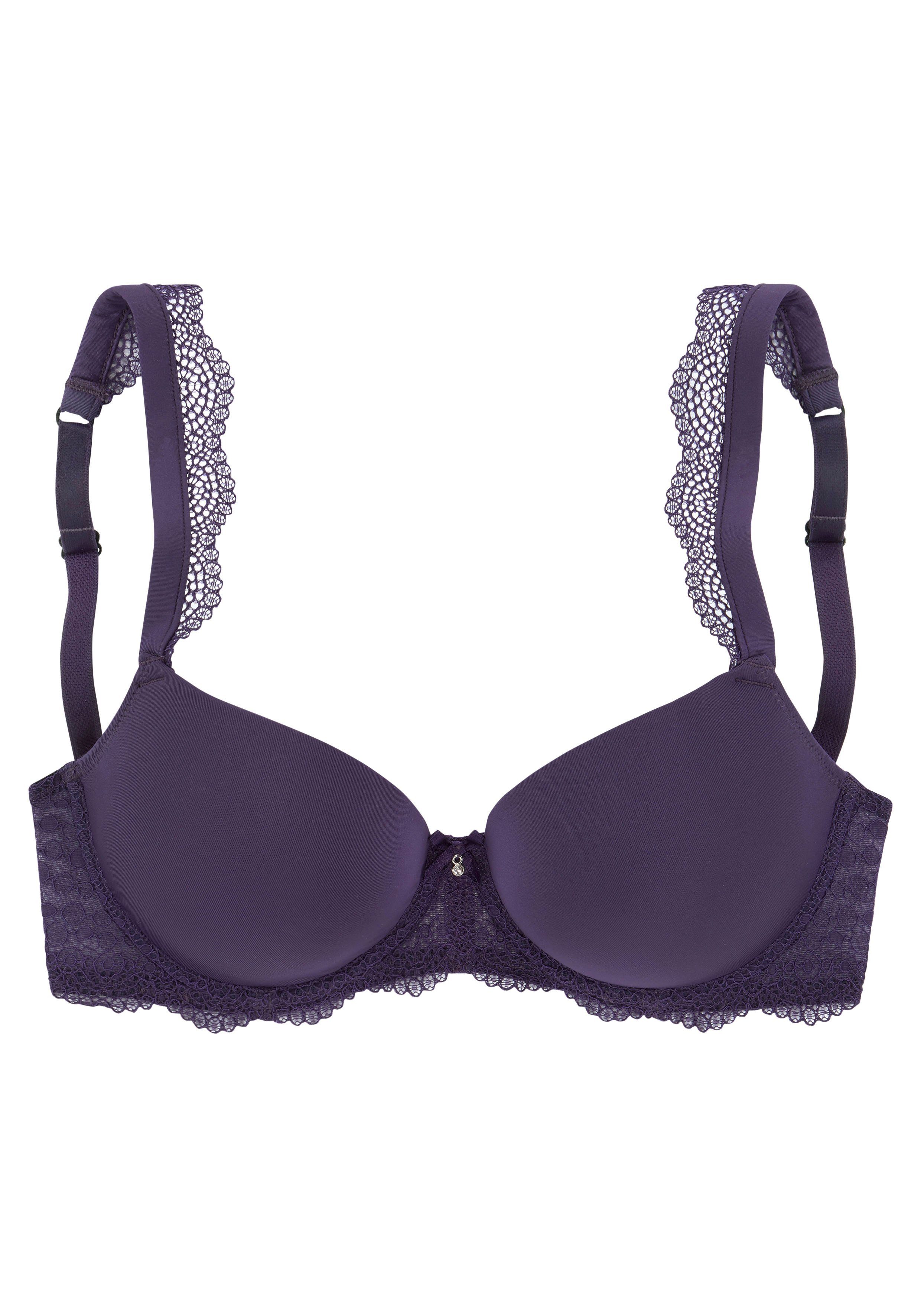 Nuance floraler Dessous Schalen-BH pflaume Spitze, mit feiner,