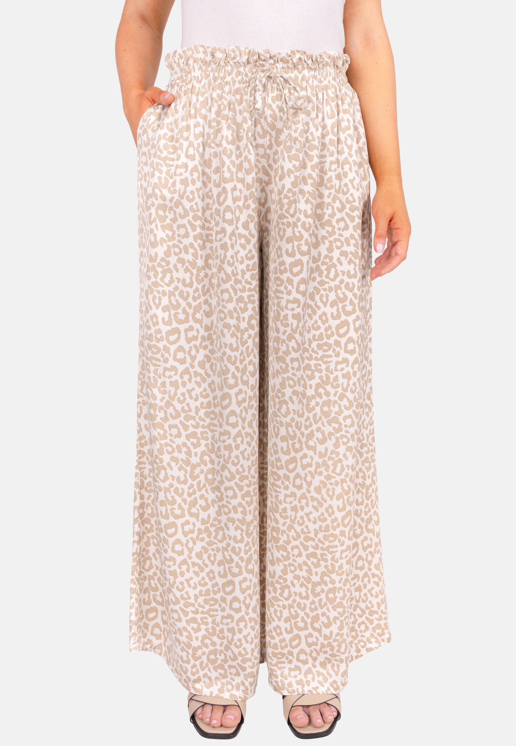 Seasons of April Palazzohose PENELOPE (1-tlg) Leo Hose Damen, Weit, aus Satin, Animal Print, Palazzo Penelope
