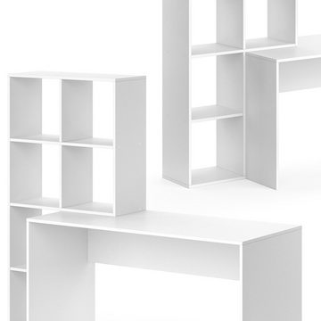 Vicco Regal-Schreibtisch Schreibtischkombination mit Regal MARA Weiß