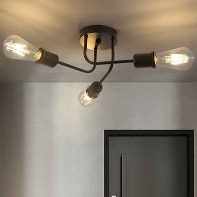 Nettlife Deckenleuchte Wohnzimmer Schwarz 4/8 Flammig Vintage Deckenlampe E27 Rustikaler, LED wechselbar, für Wohnzimmer Schlafzimmer Esszimmer