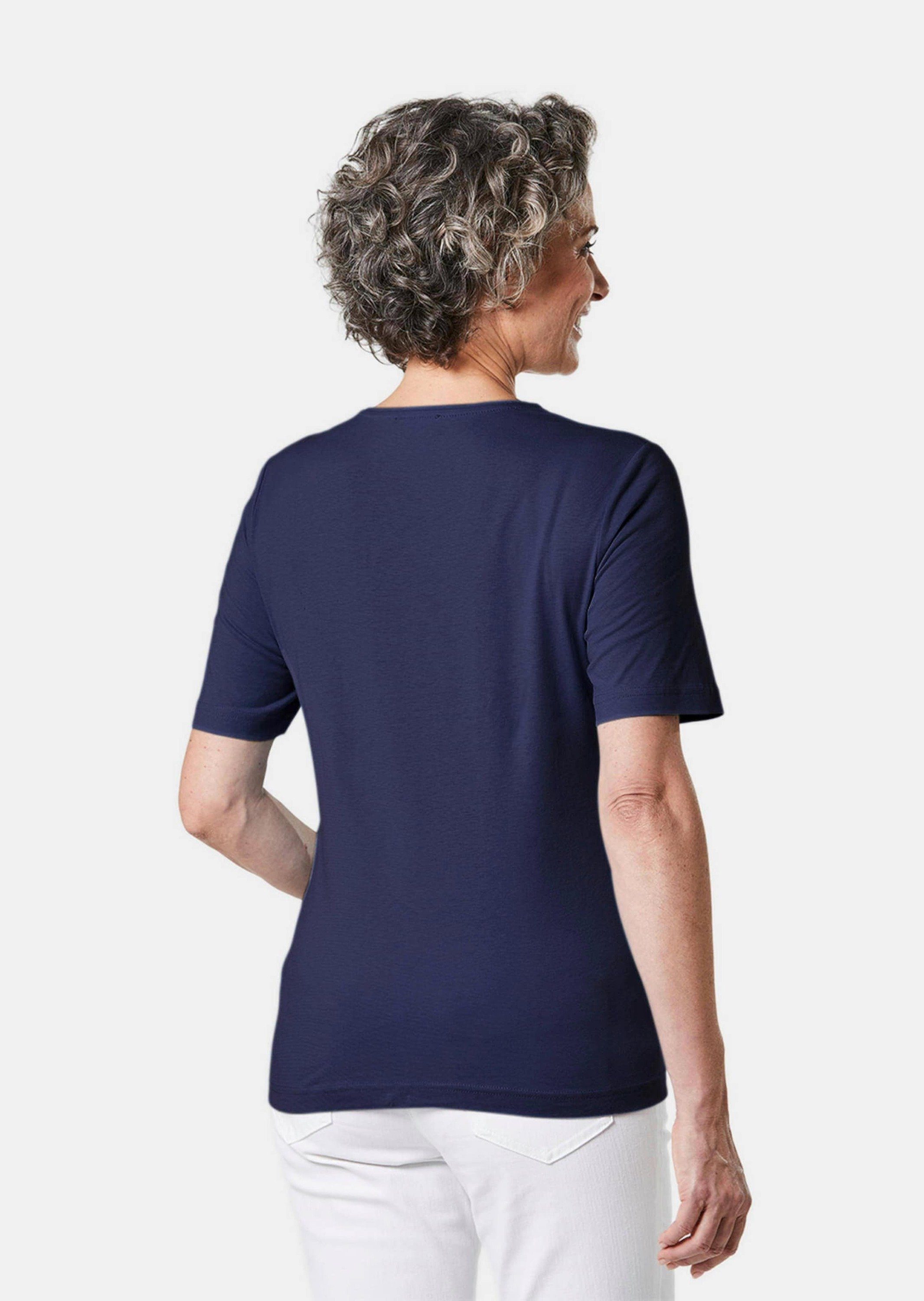 GOLDNER T-Shirt Basic Baumwollshirt mit kurzem Arm Rundhals-Shirt, hüftlang günstig online kaufen