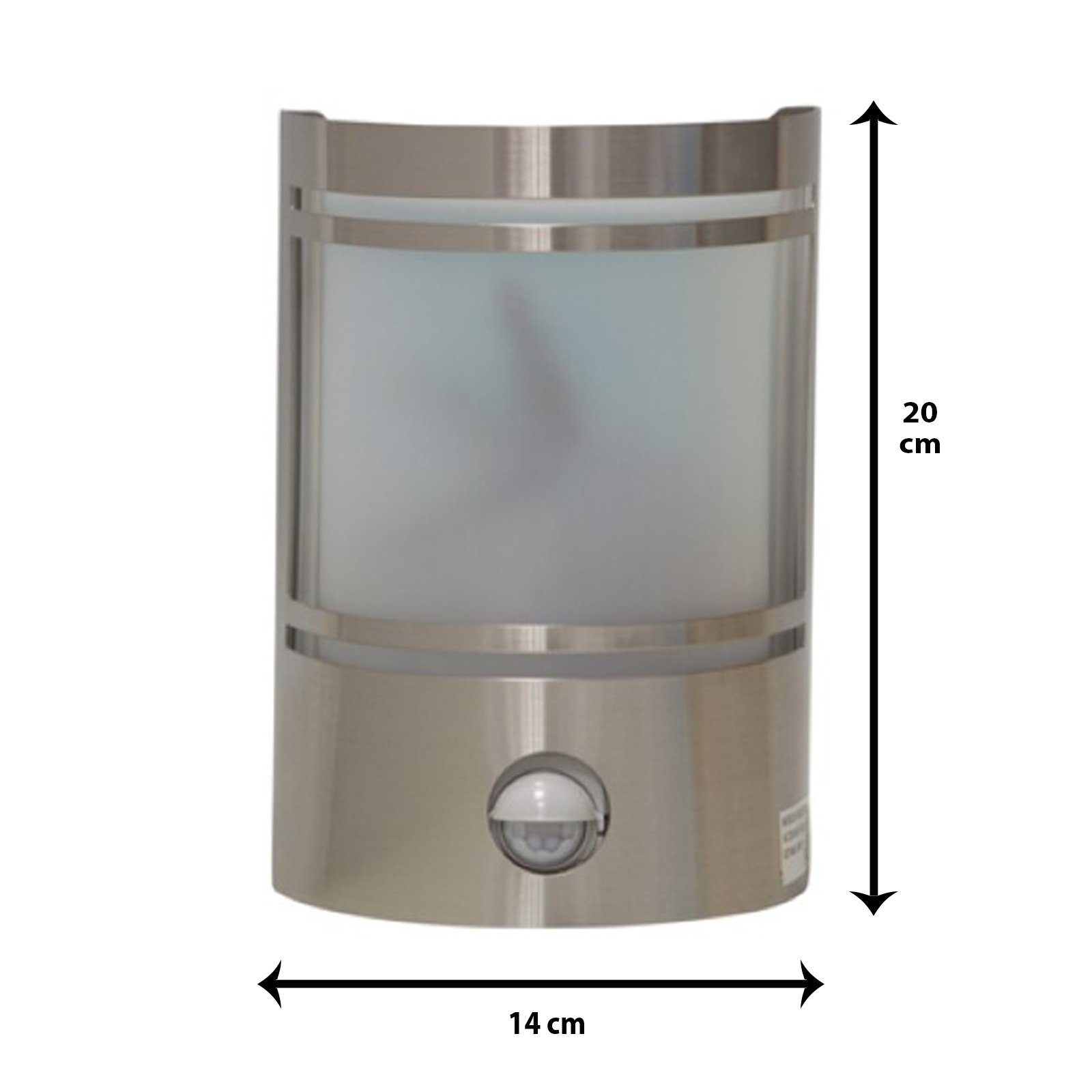 Grafner Außen-Wandleuchte Maße: Leuchtmittel, Bewegungsmelder, 14 Mit 153SQE27PIR, ohne Tiefe cm Wandlampe ca. mit Höhe cm Bewegungsmelder cm 20 Edelstahl Breite 10,5