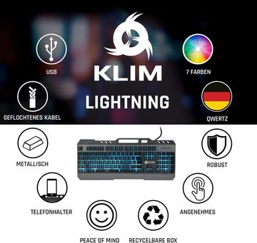 KLIM Lightning Gaming Tastatur Gaming-Tastatur (QWERTZ, Metallgehäuse, Halbmechanische Tastatur)